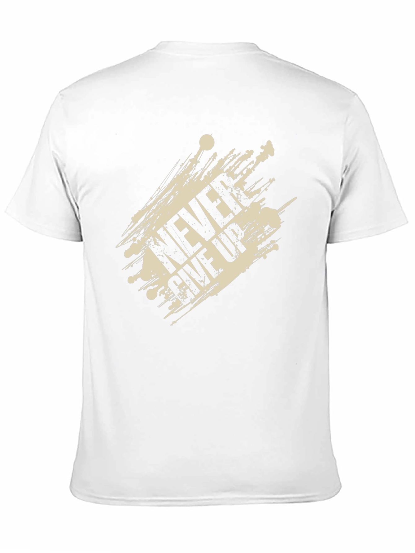 Mens Never Give Up Graphic Print Black T-Shirt