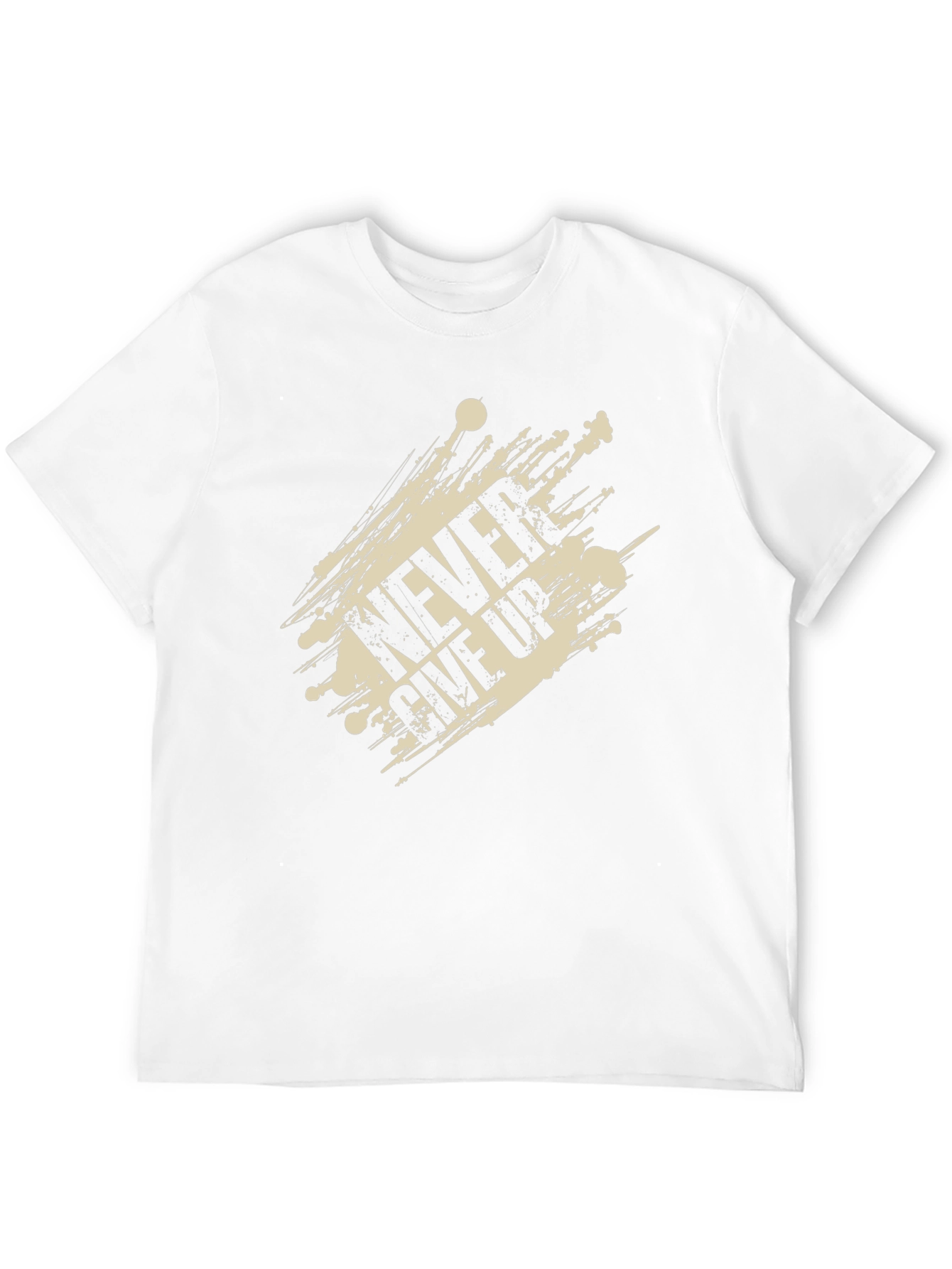 Mens Never Give Up Graphic Print Black T-Shirt