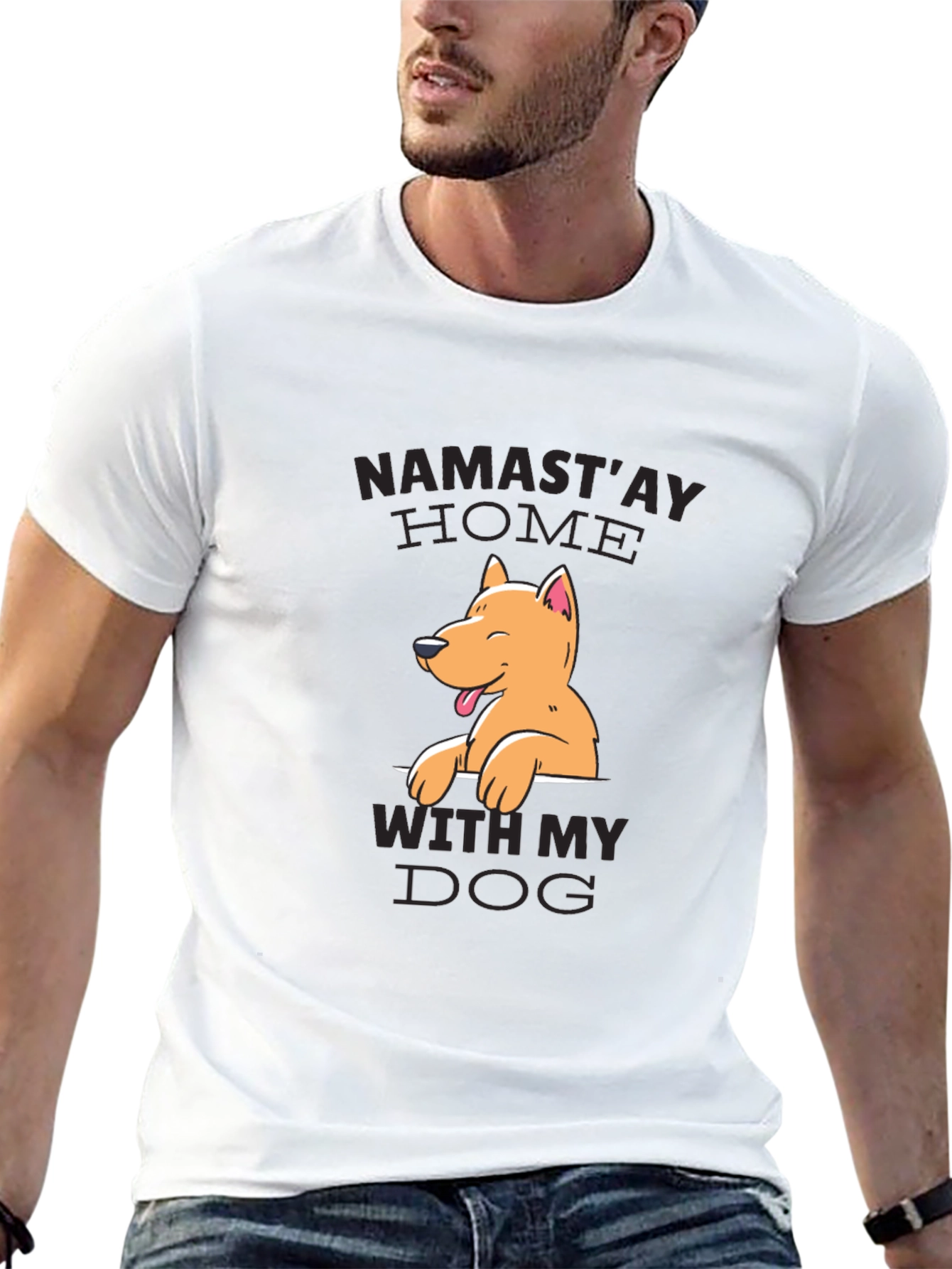 Namastay Home With My Dog Black Graphic Tee