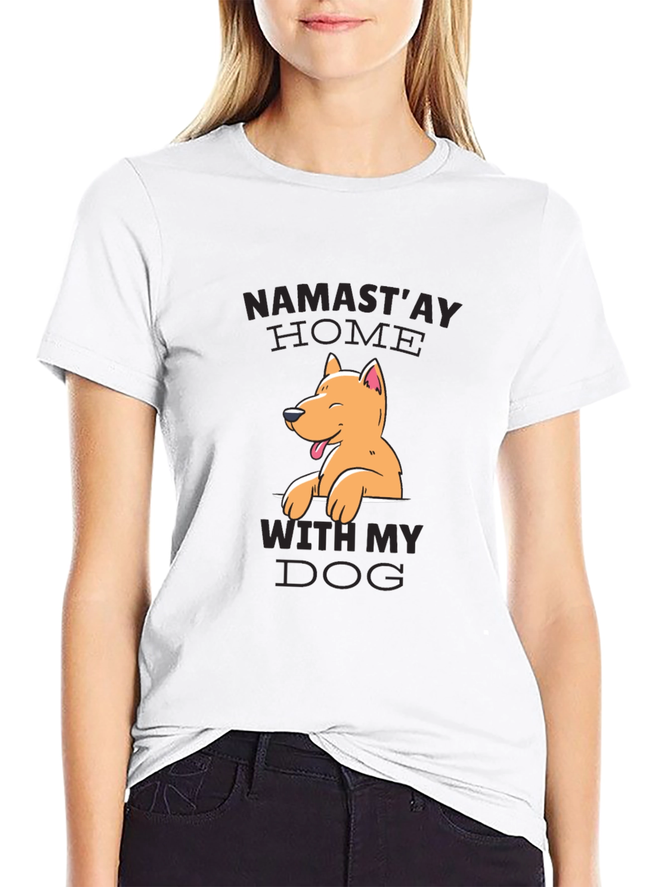 Namastay Home With My Dog Black Graphic Tee