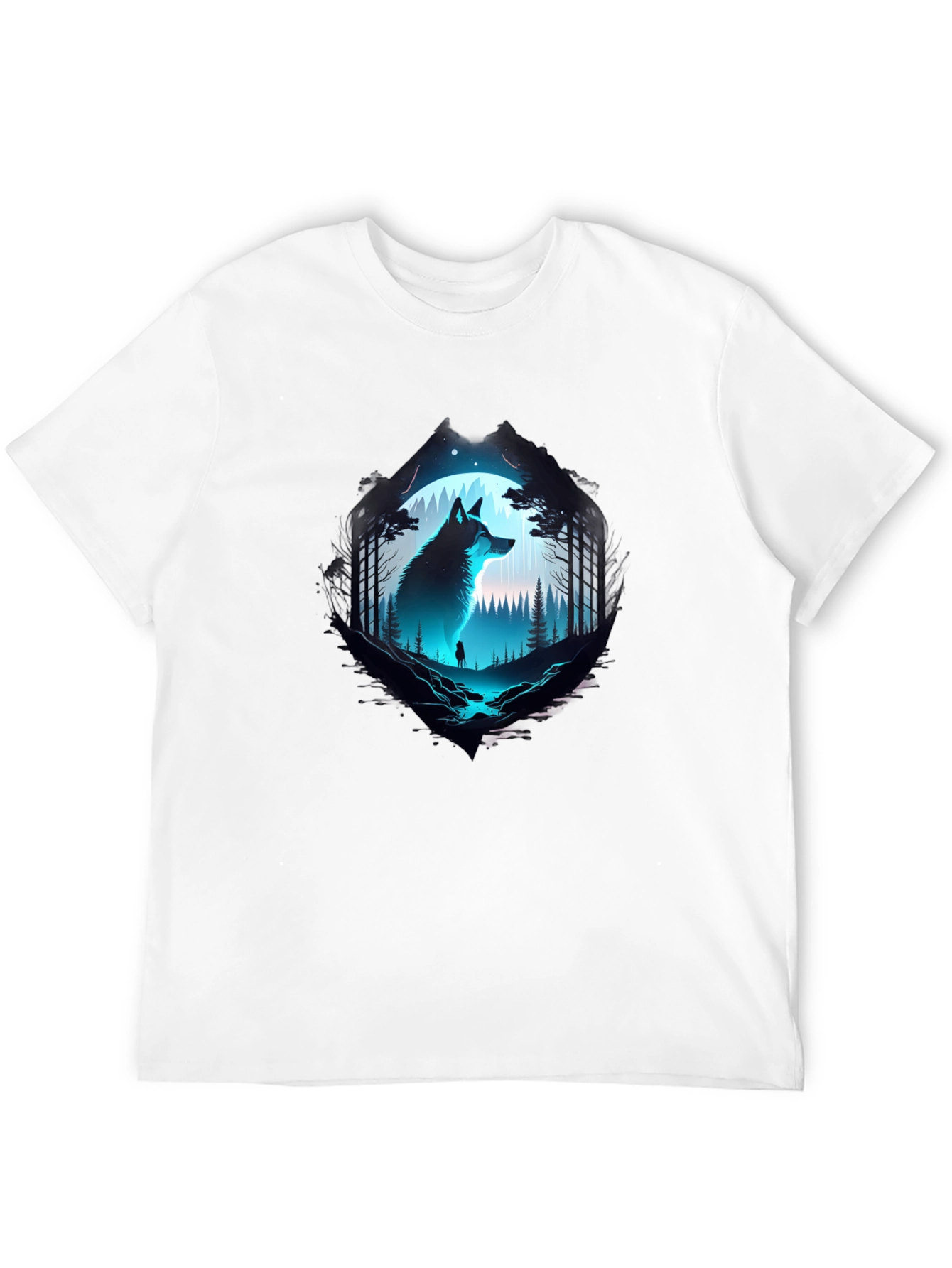 Wolf Silhouette Graphic Print T-Shirt