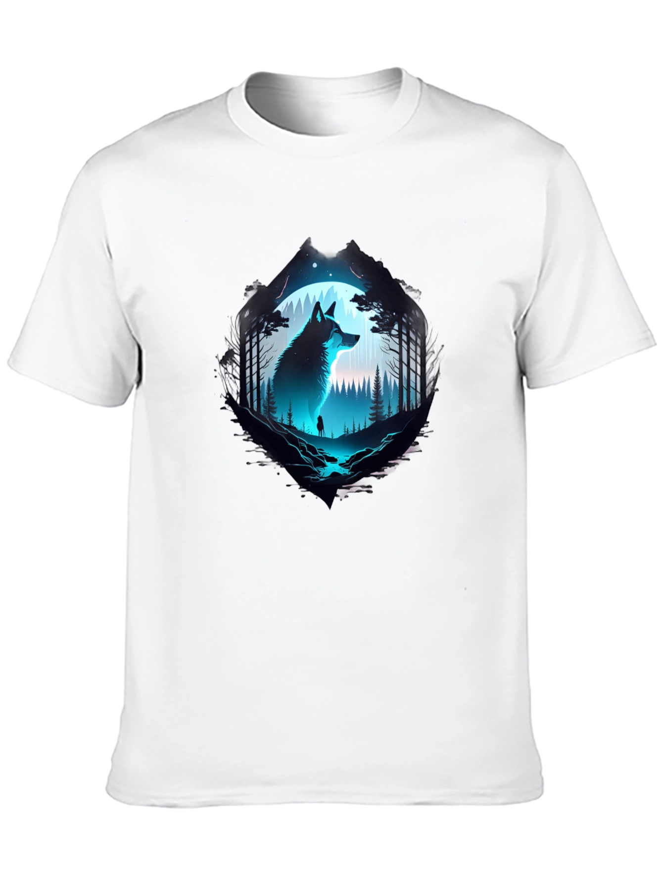 Wolf Silhouette Graphic Print T-Shirt