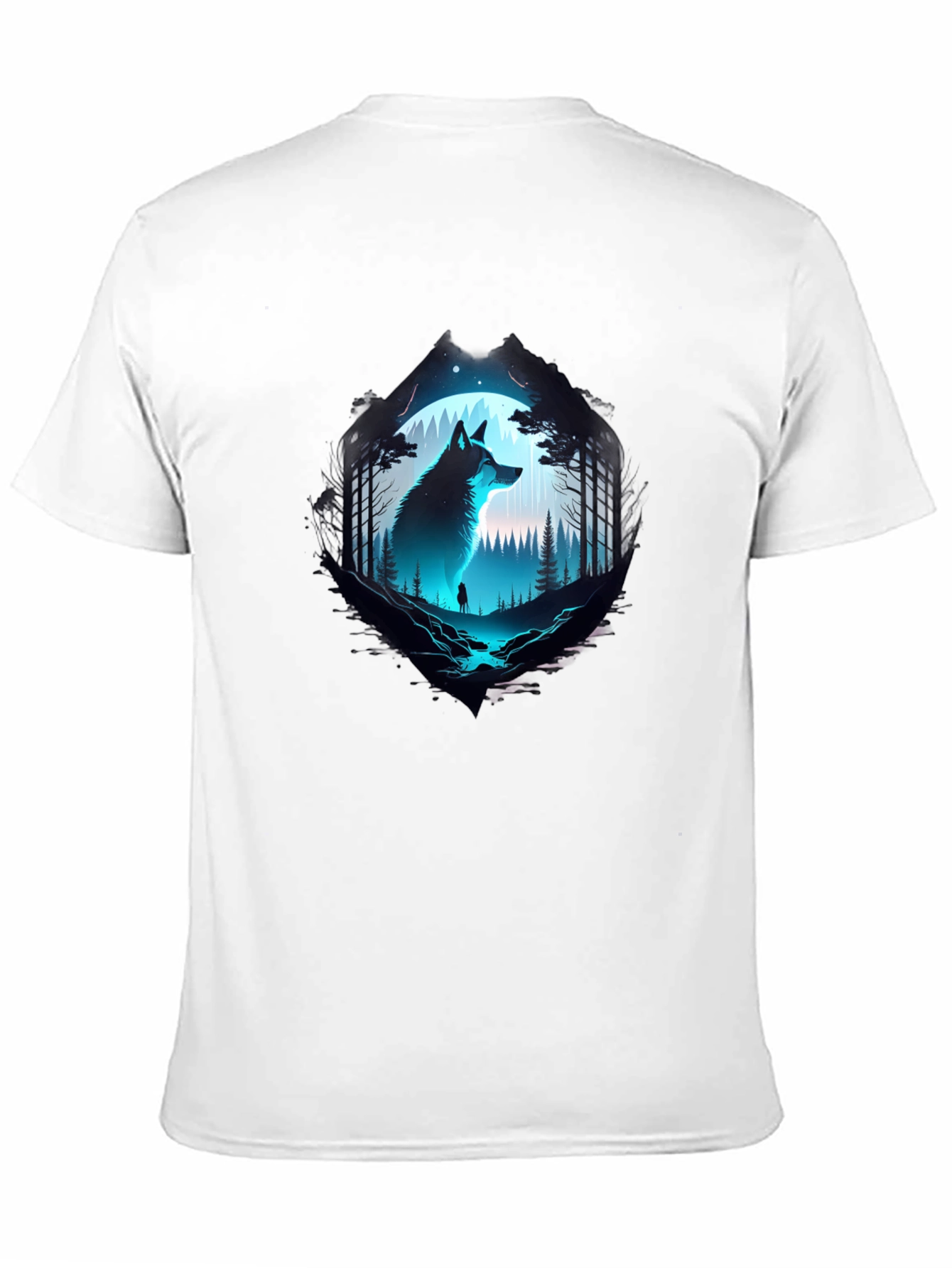 Wolf Silhouette Graphic Print T-Shirt