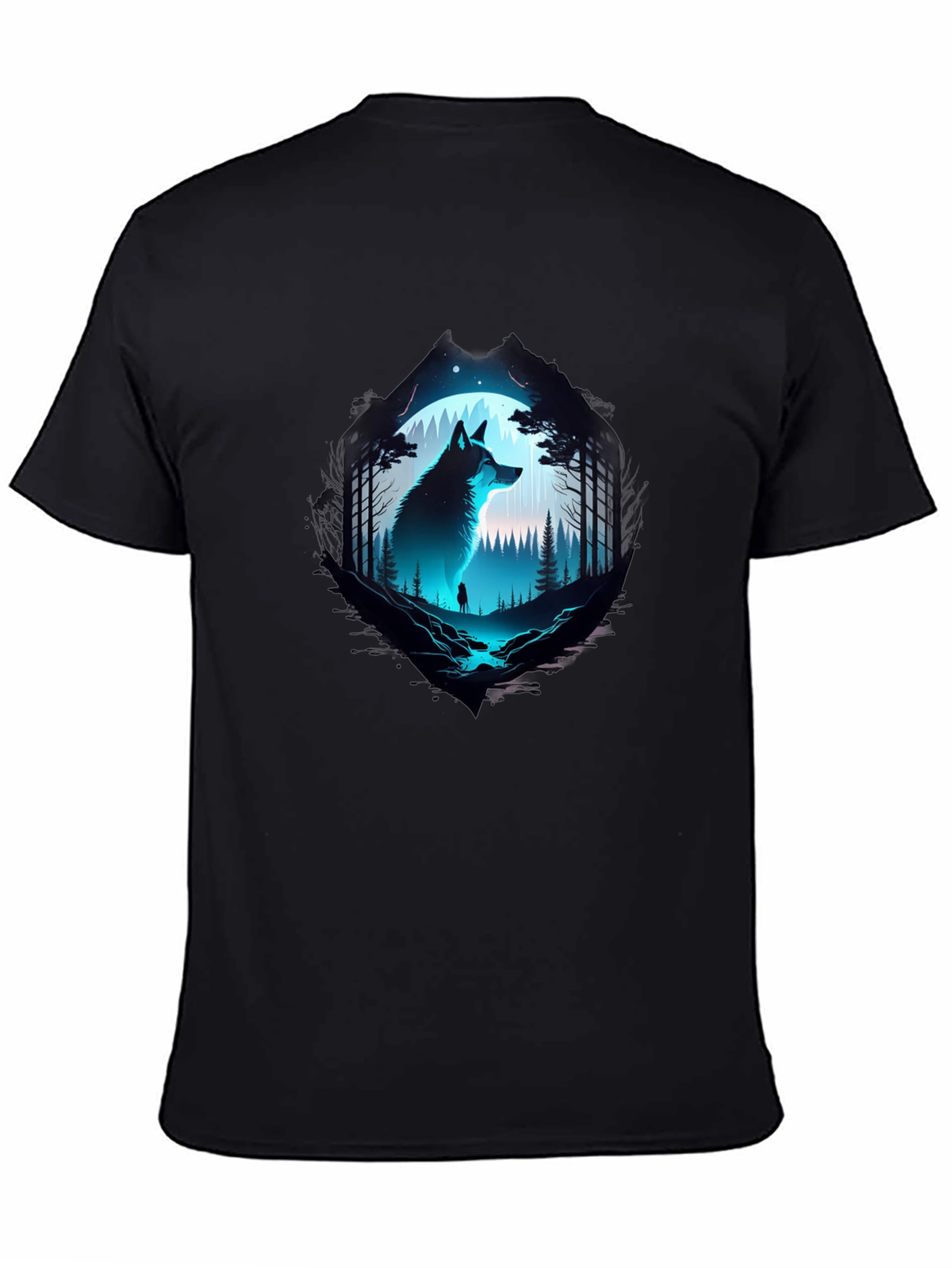 Wolf Silhouette Graphic Print T-Shirt