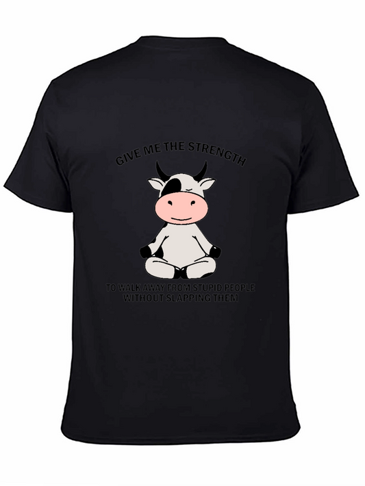 Funny Cow Meditation Black T-Shirt: Strength to Walk Away