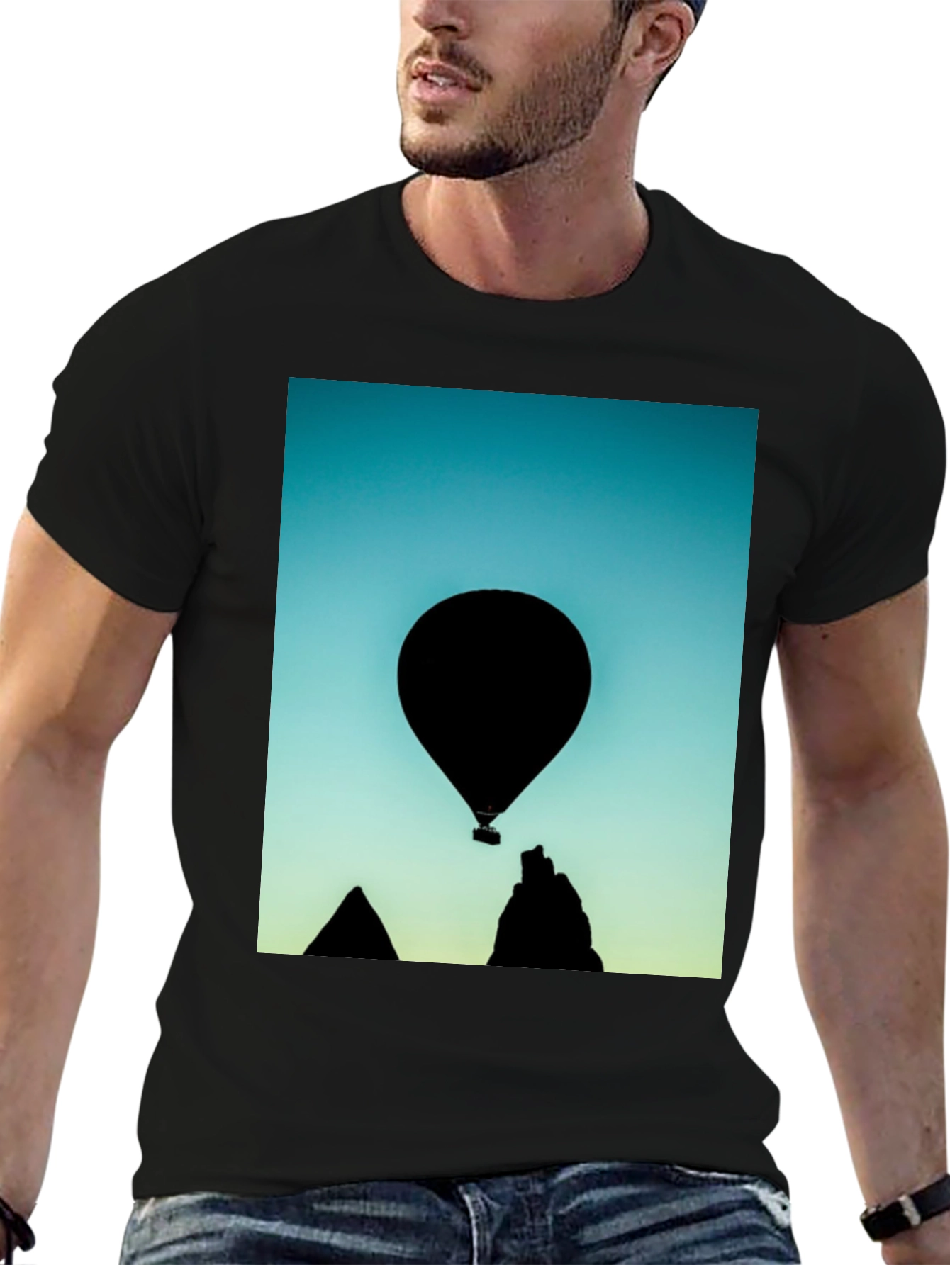 Black Silhouette Balloon Graphic T-Shirt