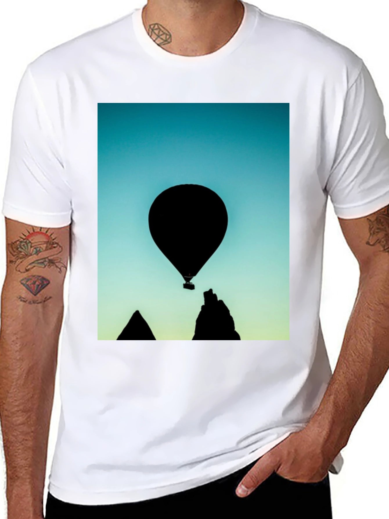 Black Silhouette Balloon Graphic T-Shirt