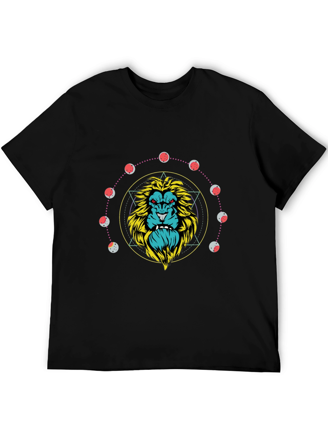 Lion Lunar Phase Graphic Tee - Black