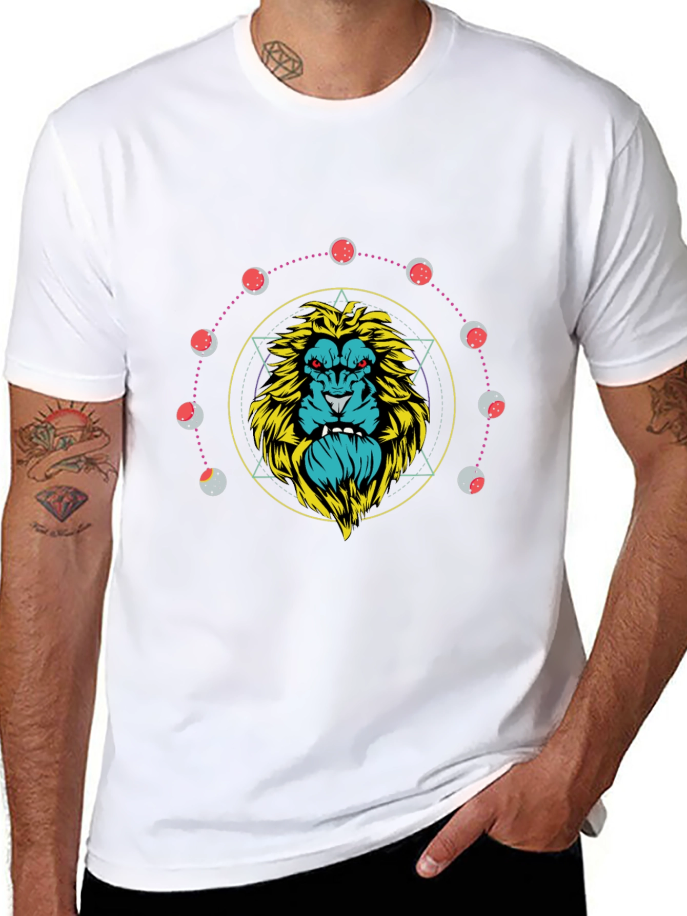Lion Lunar Phase Graphic Tee - Black