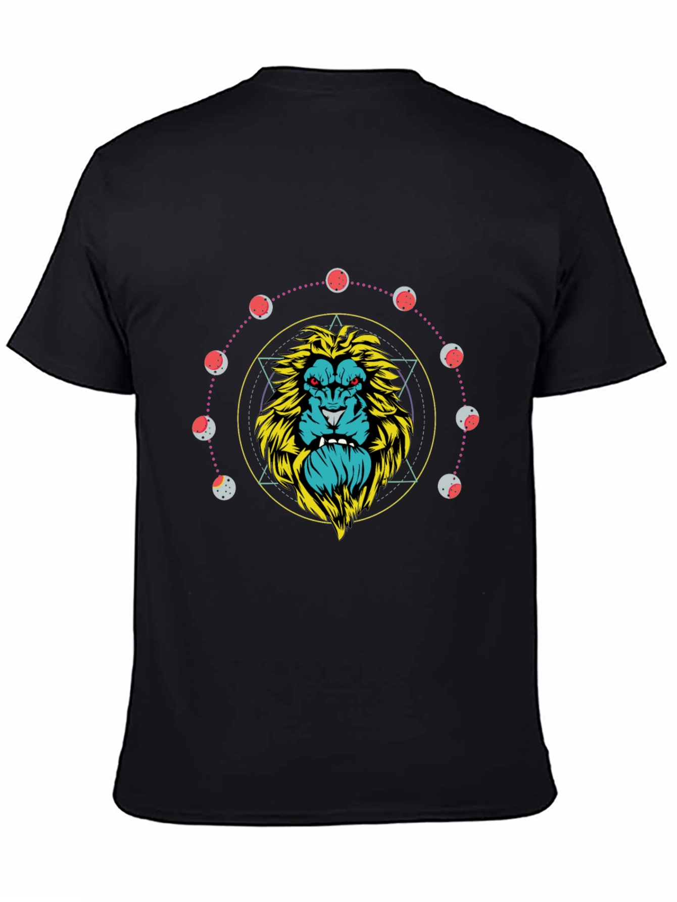 Lion Lunar Phase Graphic Tee - Black