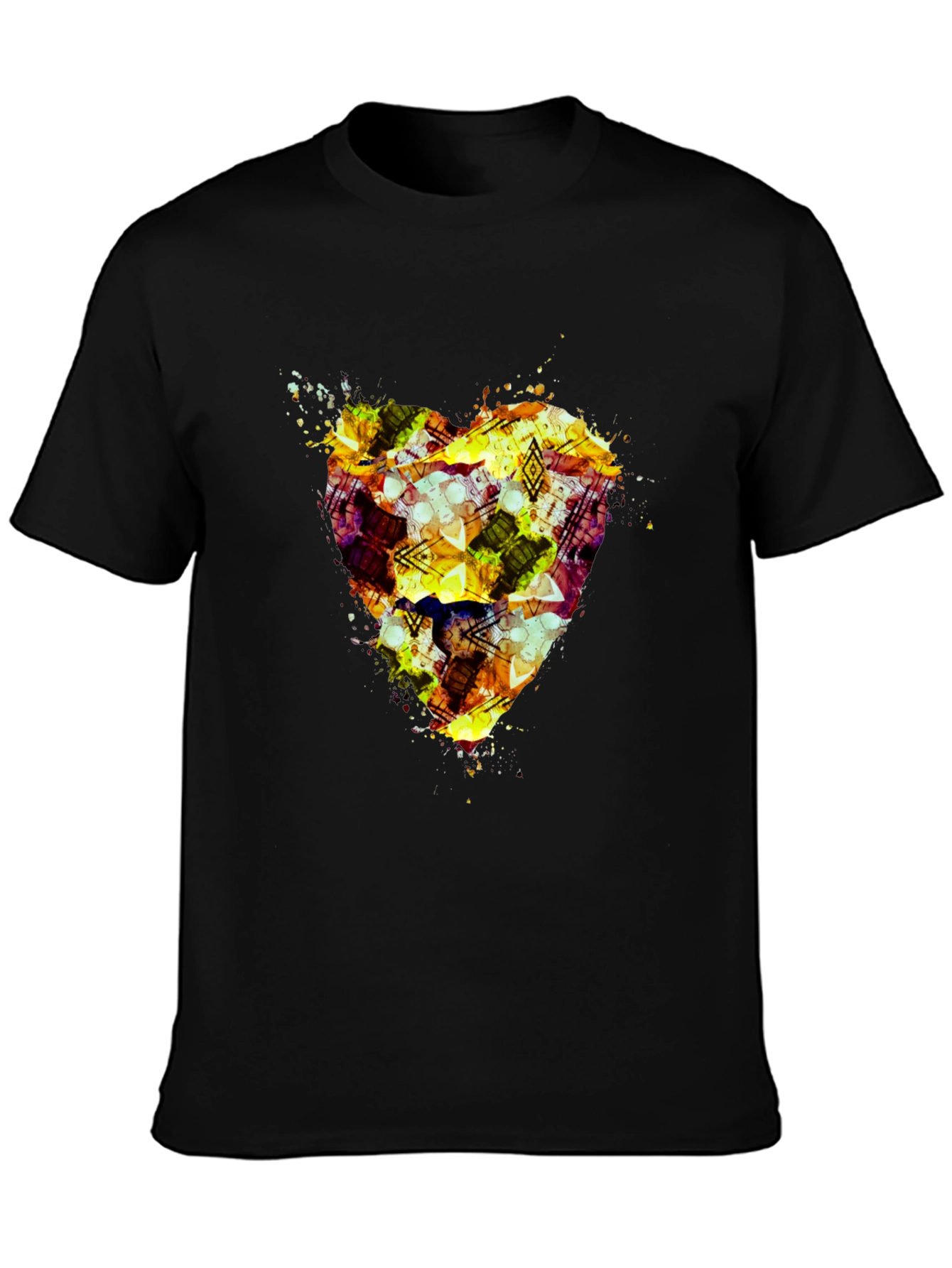 Abstract Heart Print Black T-Shirt