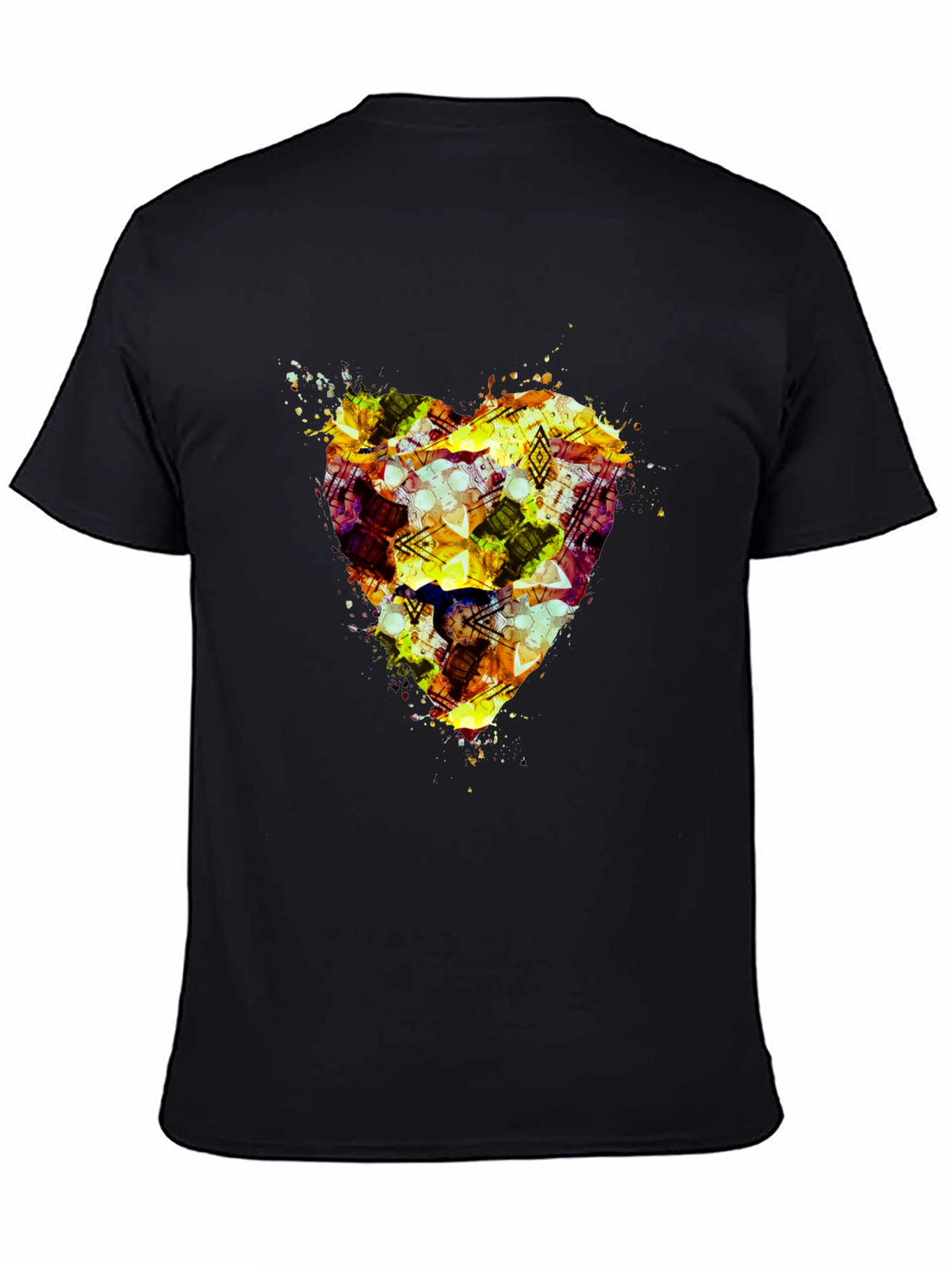 Abstract Heart Print Black T-Shirt