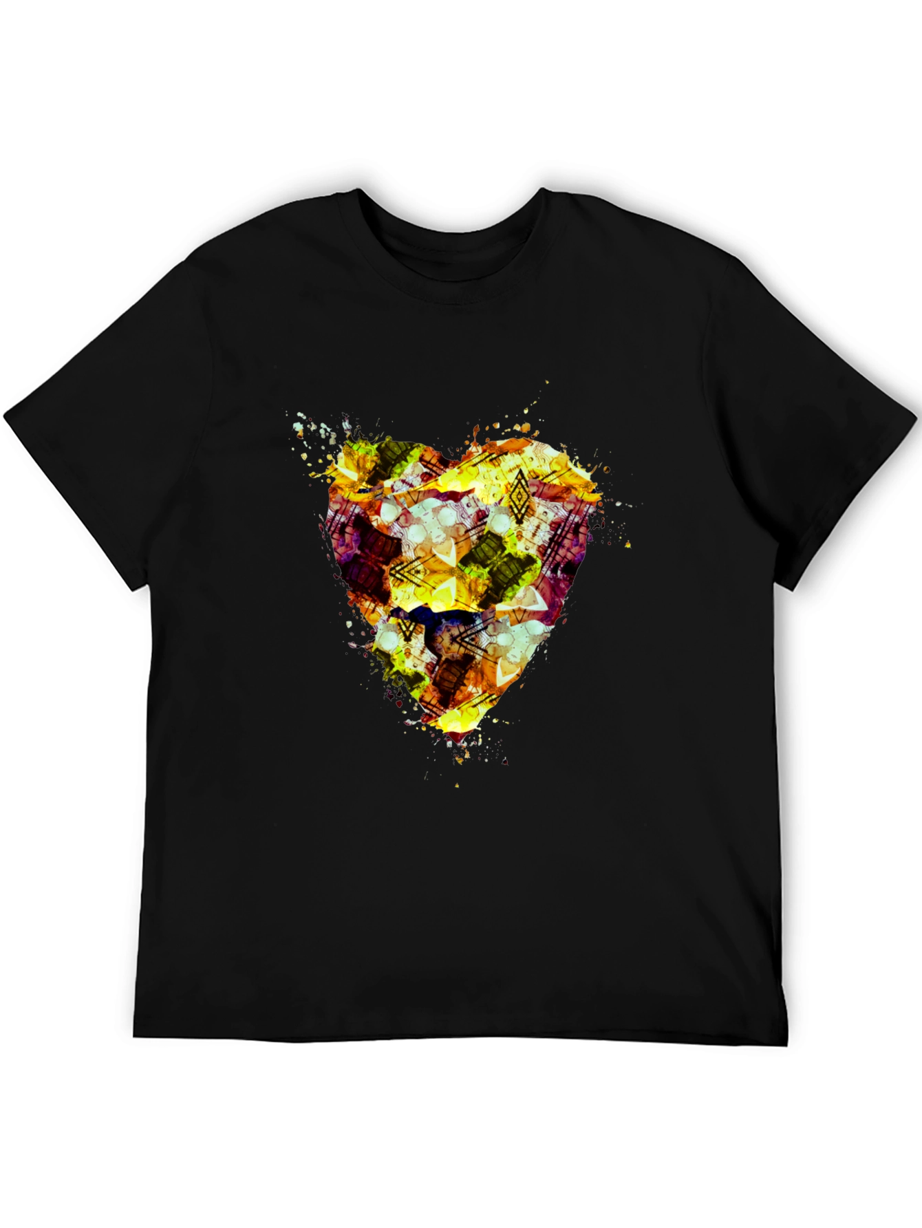 Abstract Heart Print Black T-Shirt