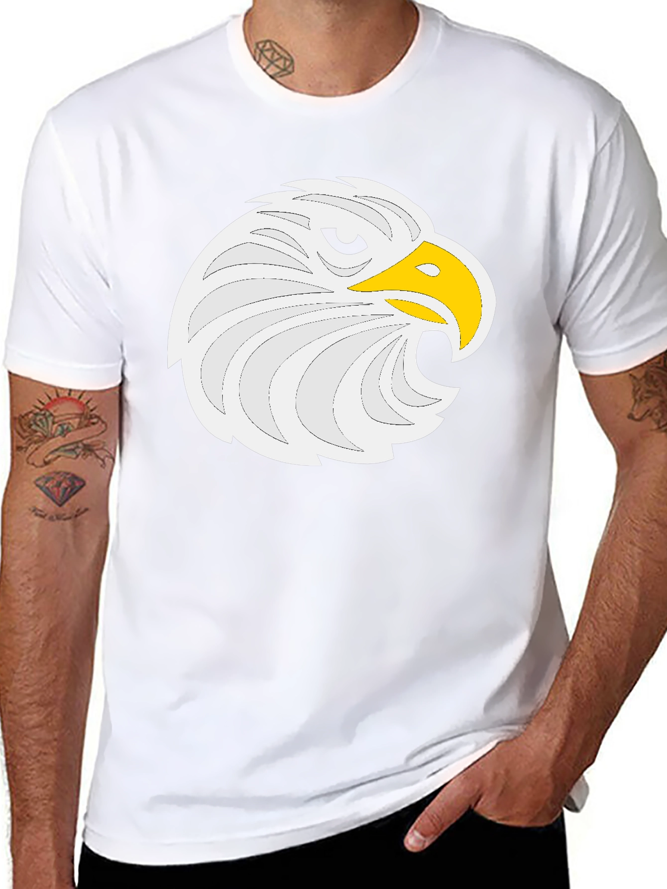 Eagle Head Graphic Tee - Black Cotton Comfort