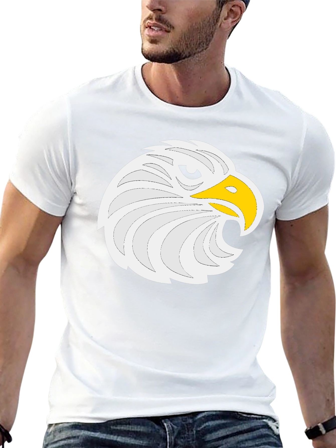 Eagle Head Graphic Tee - Black Cotton Comfort