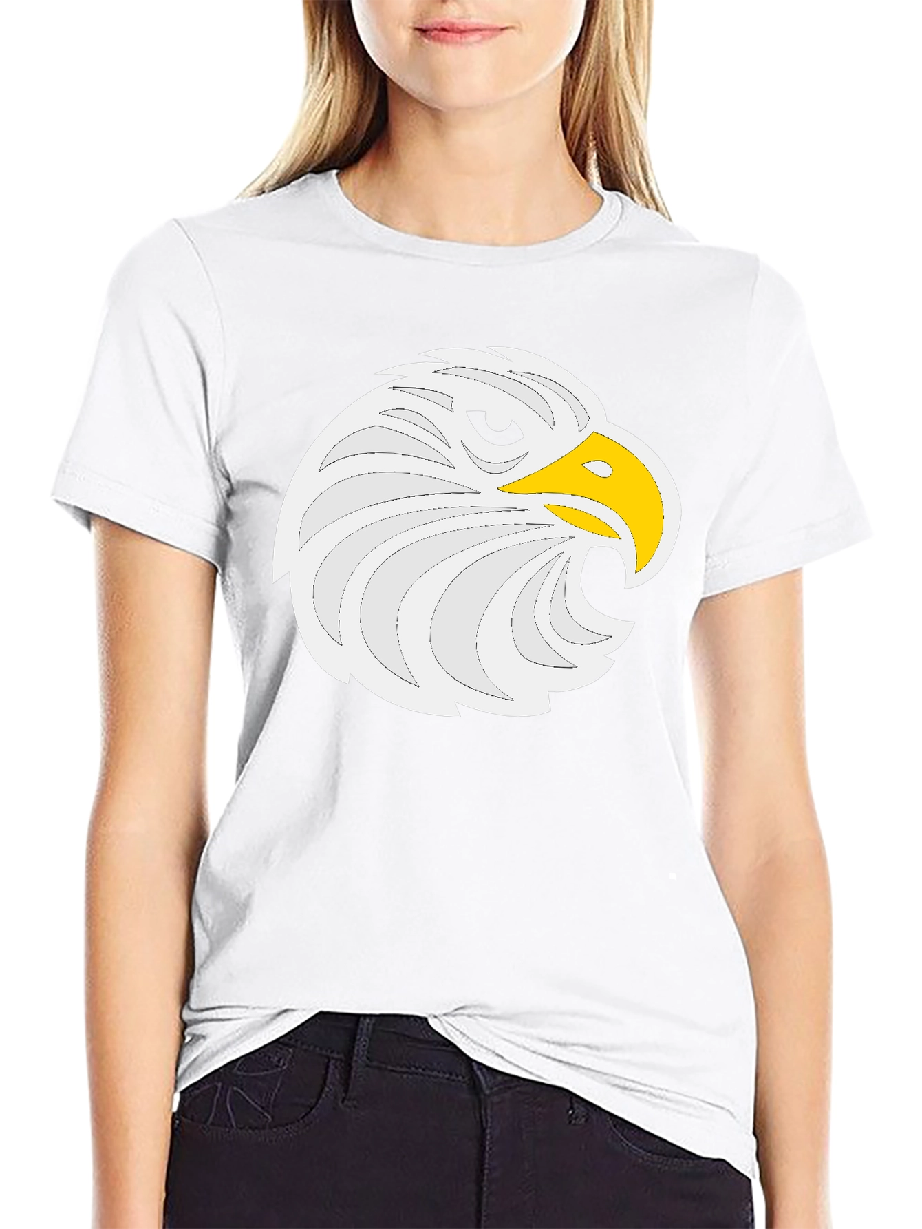 Eagle Head Graphic Tee - Black Cotton Comfort