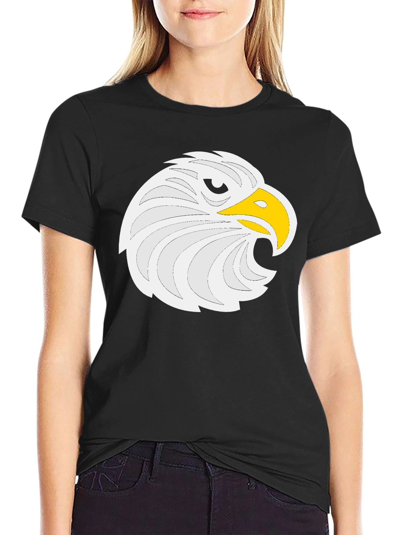Eagle Head Graphic Tee - Black Cotton Comfort