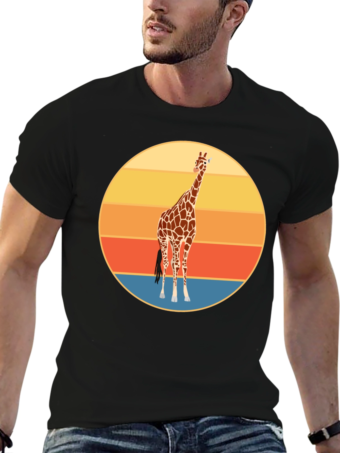 Giraffe Sunset Graphic Tee - Trendy Animal Print