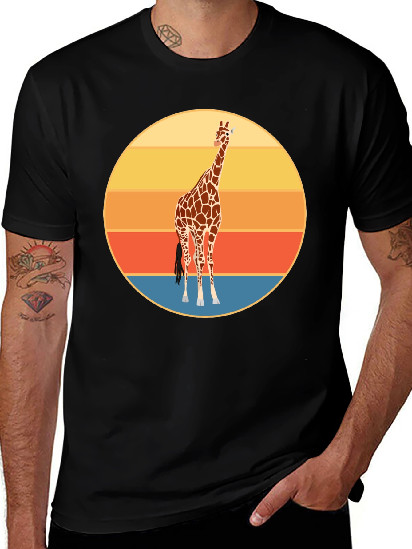 Giraffe Sunset Graphic Tee - Trendy Animal Print
