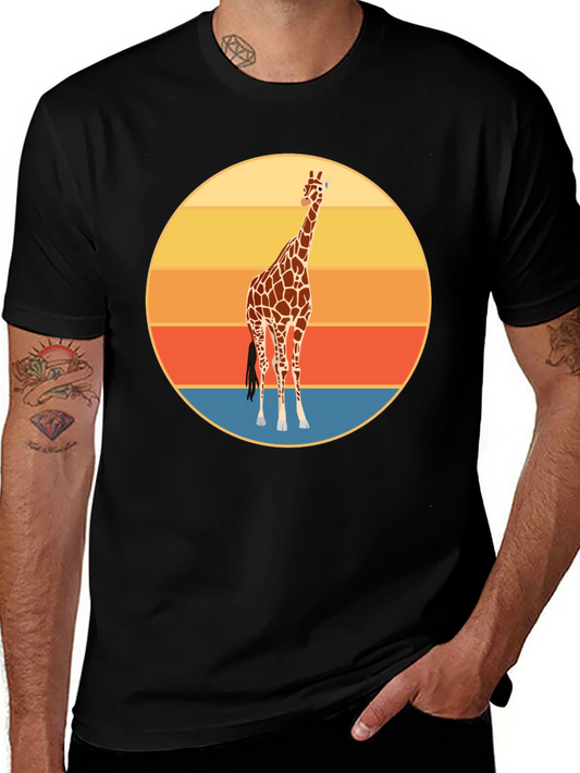 Giraffe Sunset Graphic Tee - Trendy Animal Print