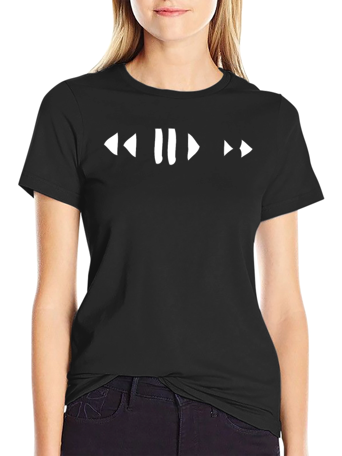 Play Pause Rewind Fast Forward Black Graphic Tee