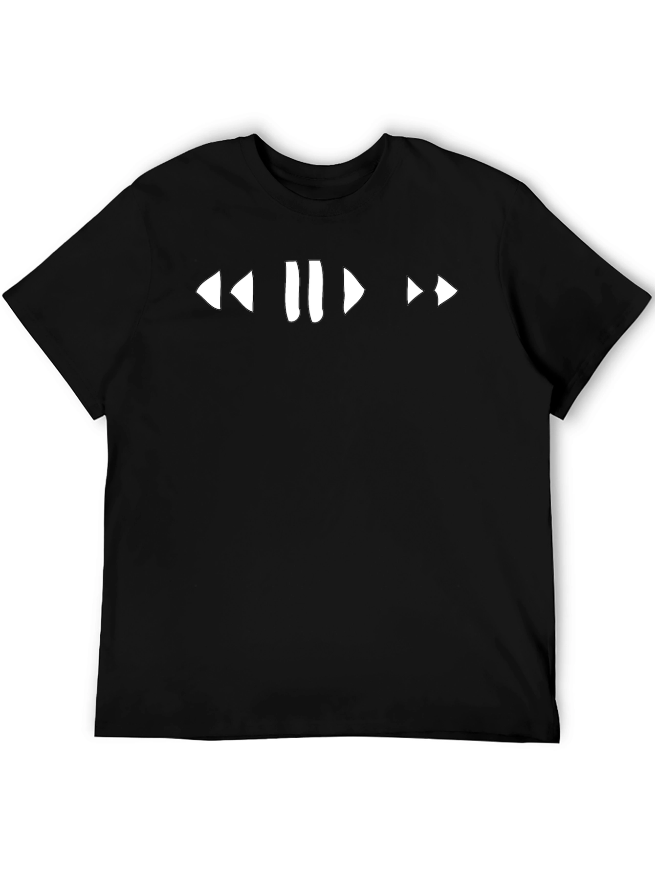 Play Pause Rewind Fast Forward Black Graphic Tee