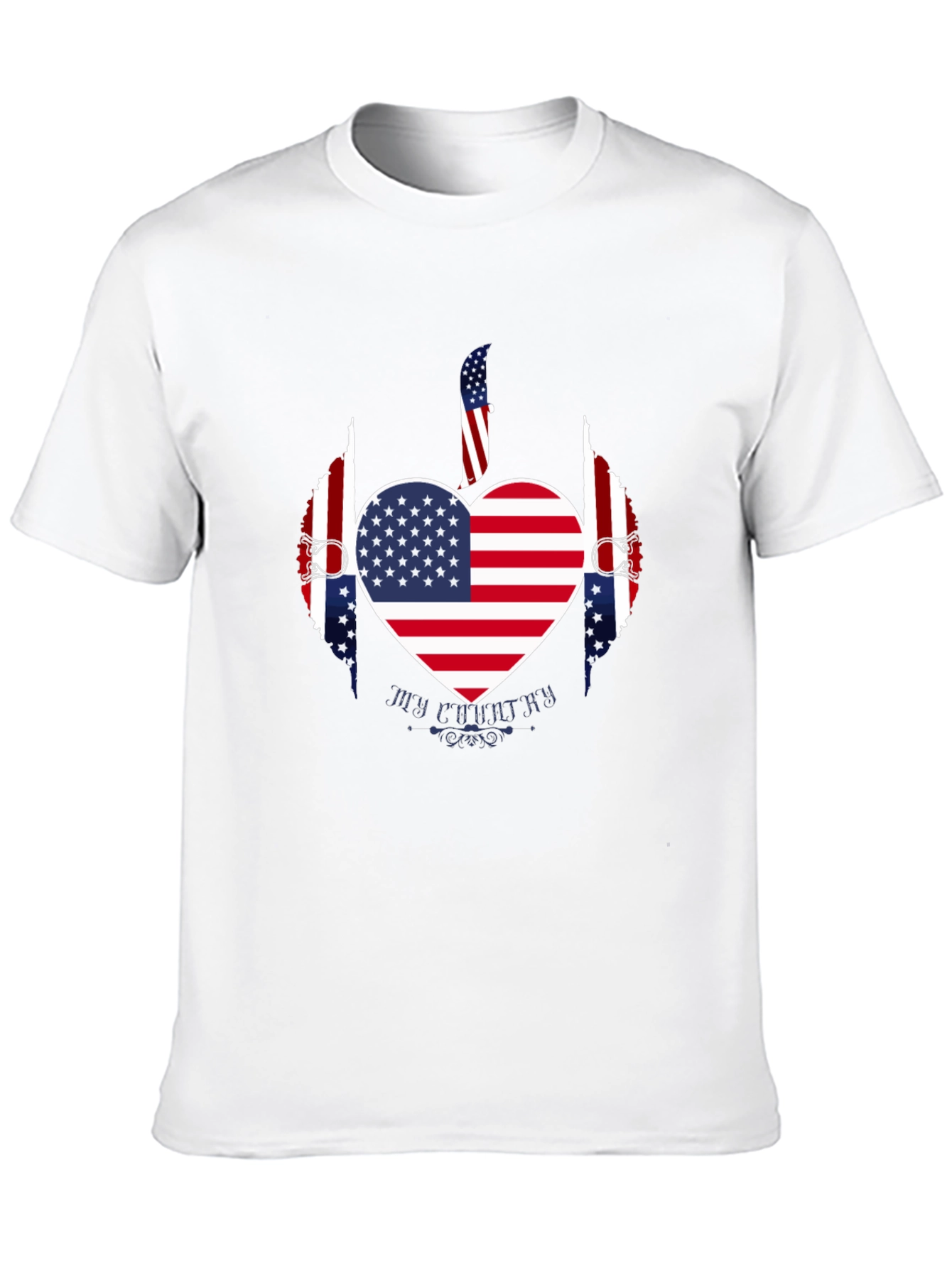 American Flag Heart Graphic T-Shirt