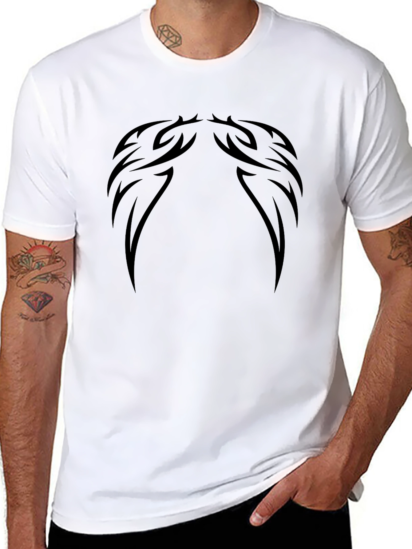 Tribal Wings Graphic Black T-Shirt