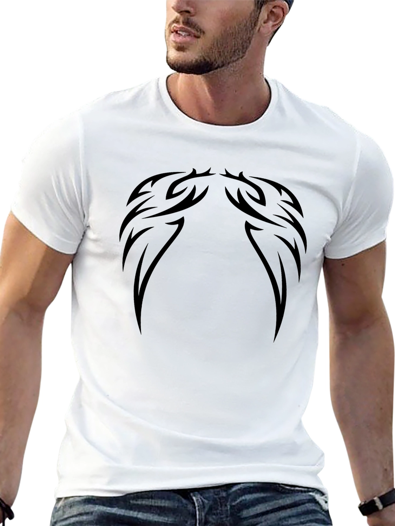 Tribal Wings Graphic Black T-Shirt