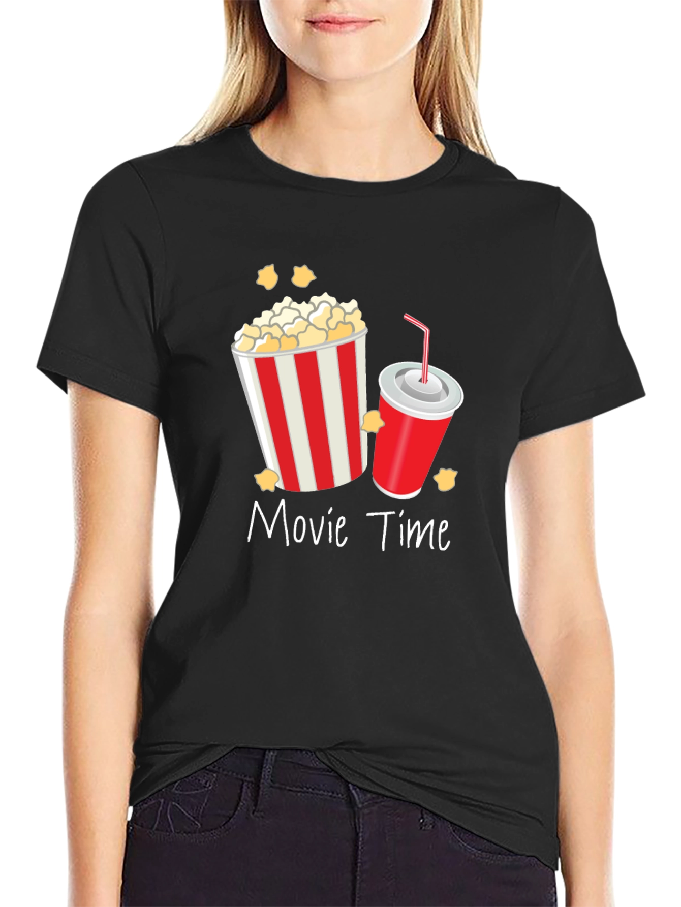 Movie Time Graphic T-Shirt - Unisex Black Tee