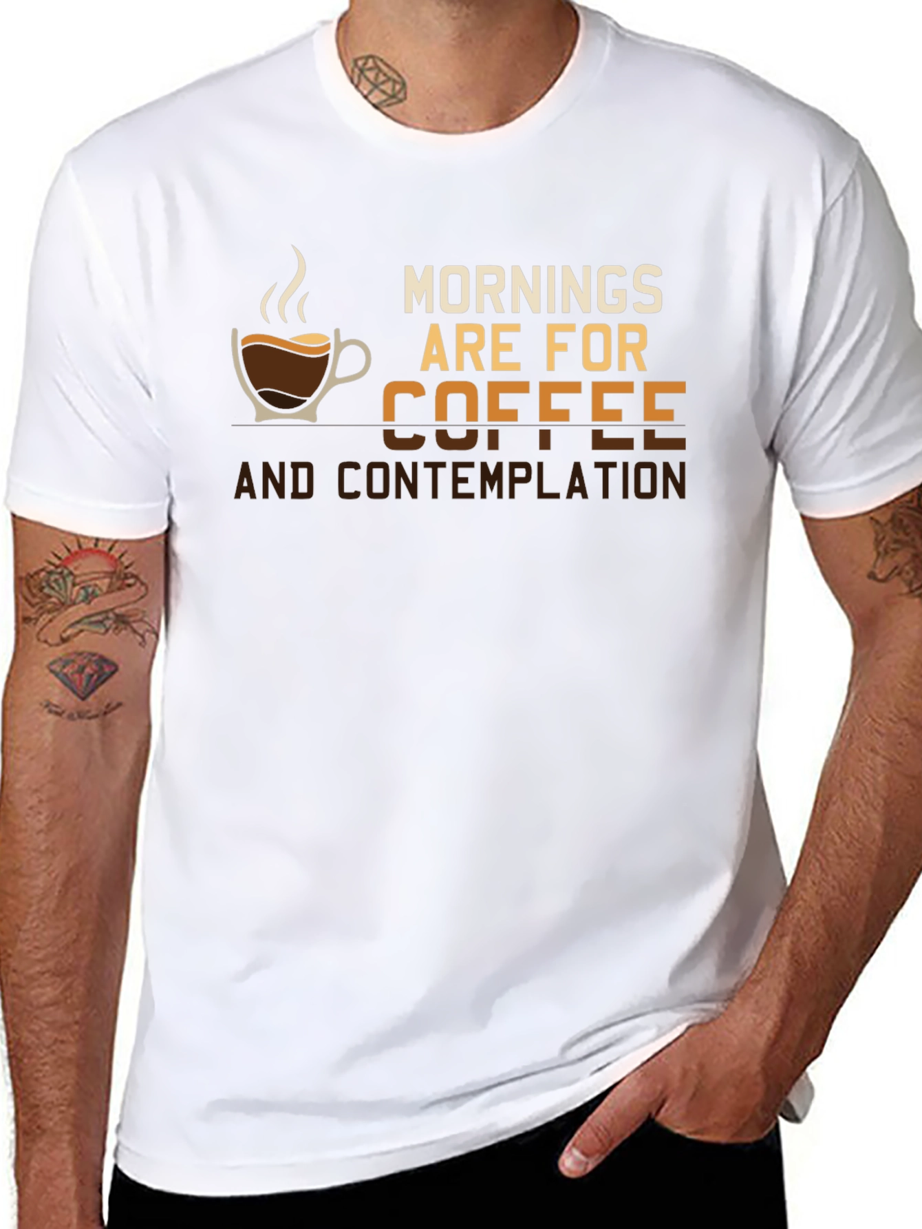 Morning Coffee & Contemplation Black Graphic Tee