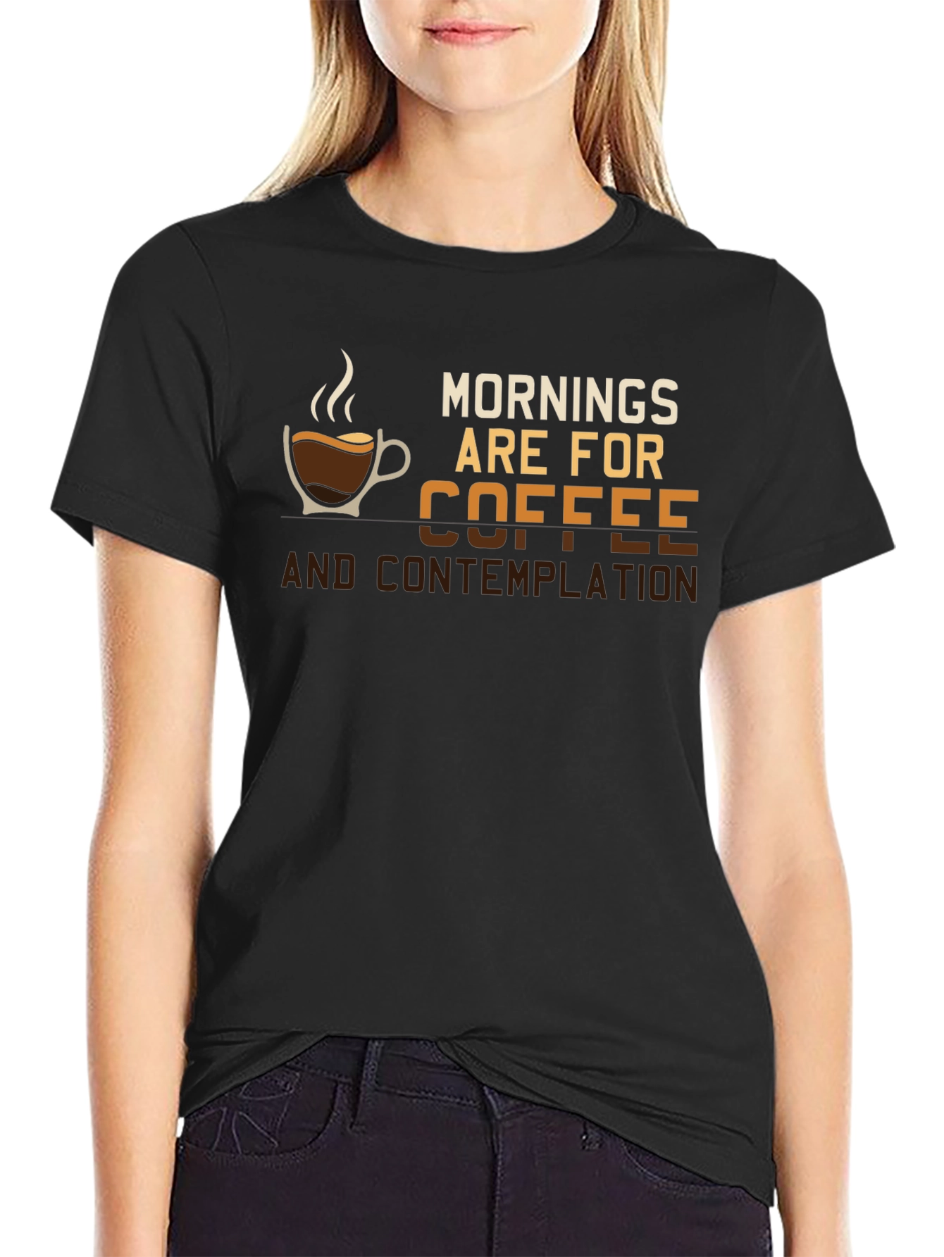 Morning Coffee & Contemplation Black Graphic Tee