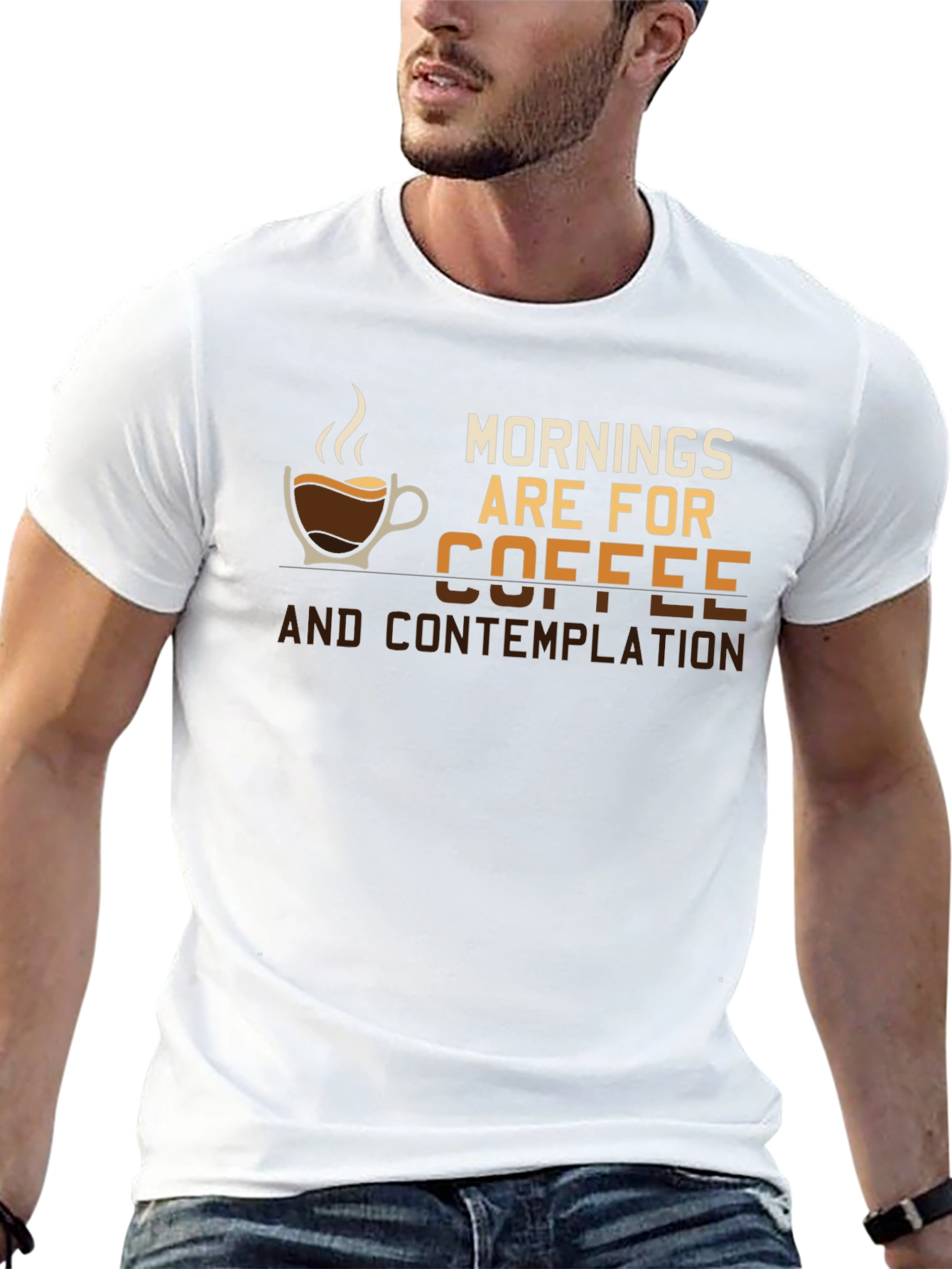 Morning Coffee & Contemplation Black Graphic Tee