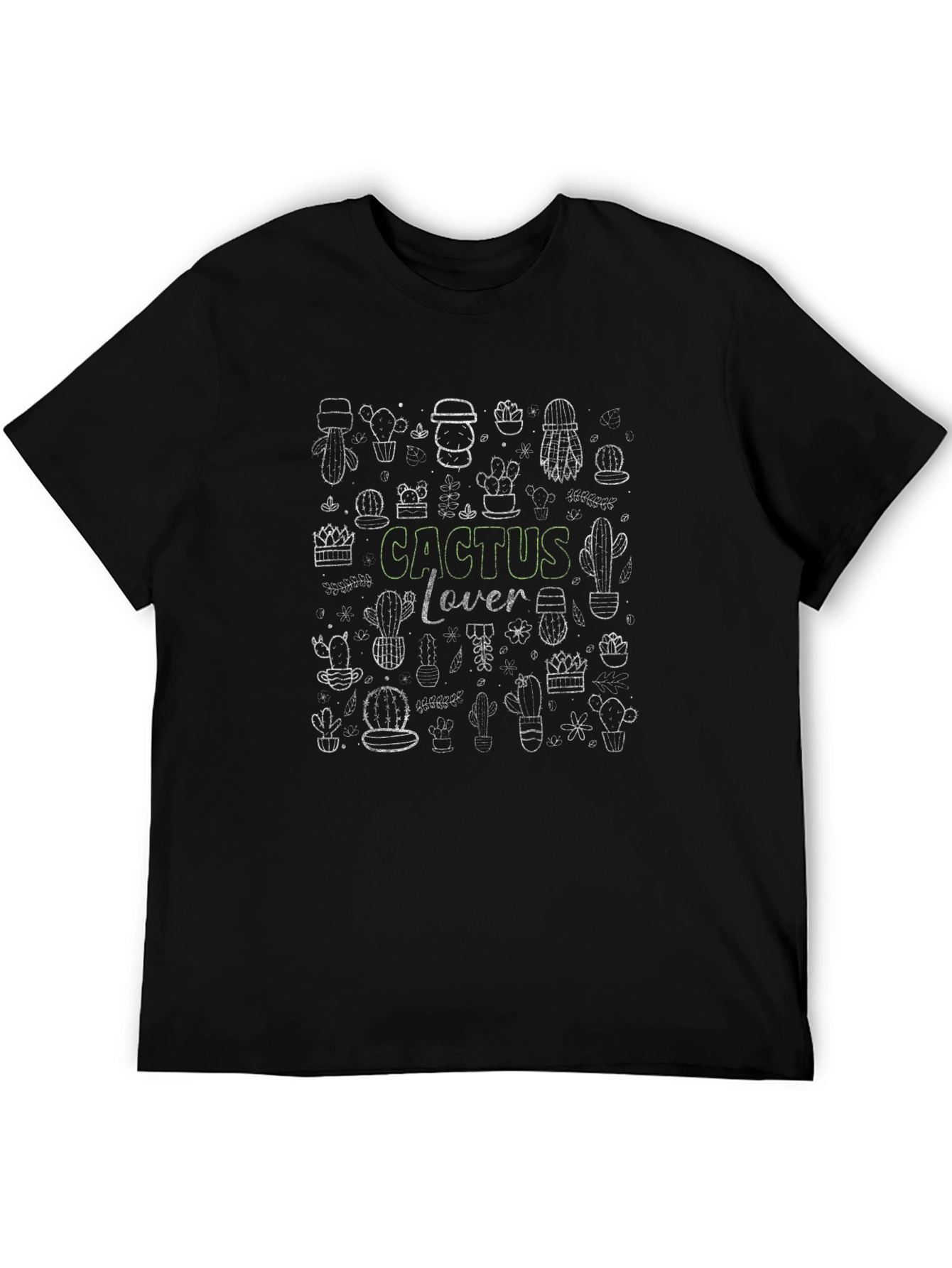 Cactus Lover Graphic T-Shirt Black Casual Tee