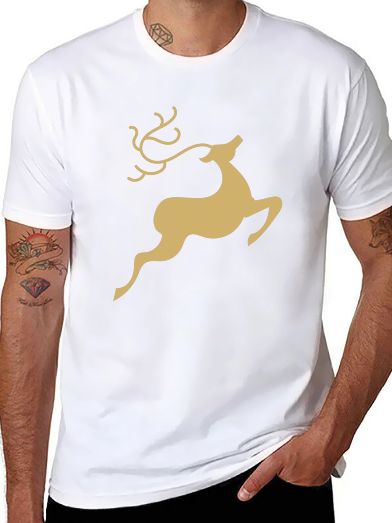 Festive Reindeer Graphic Tee - Black