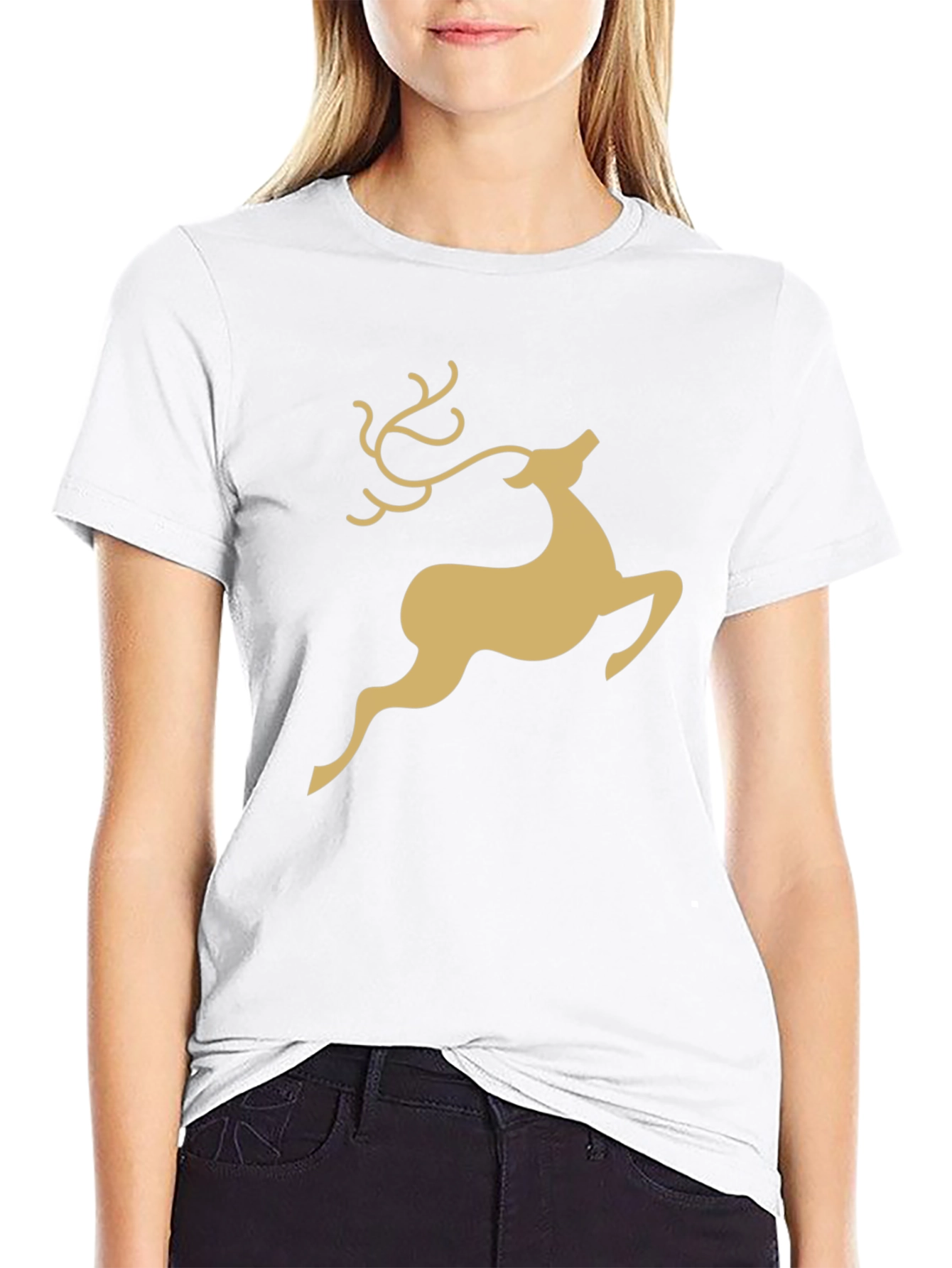 Festive Reindeer Graphic Tee - Black
