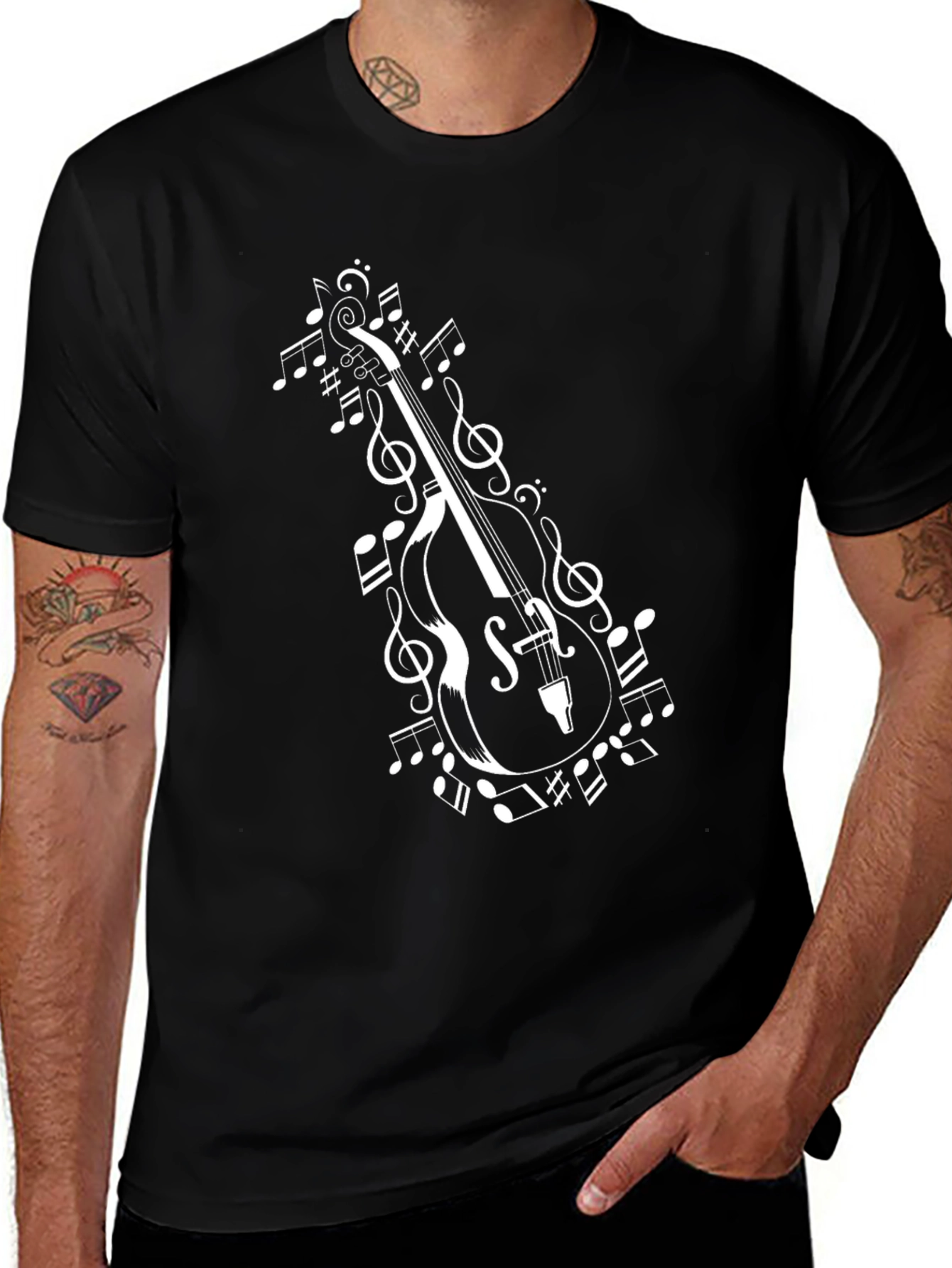 Bass & Notes Black T-Shirt Music Lover Tee