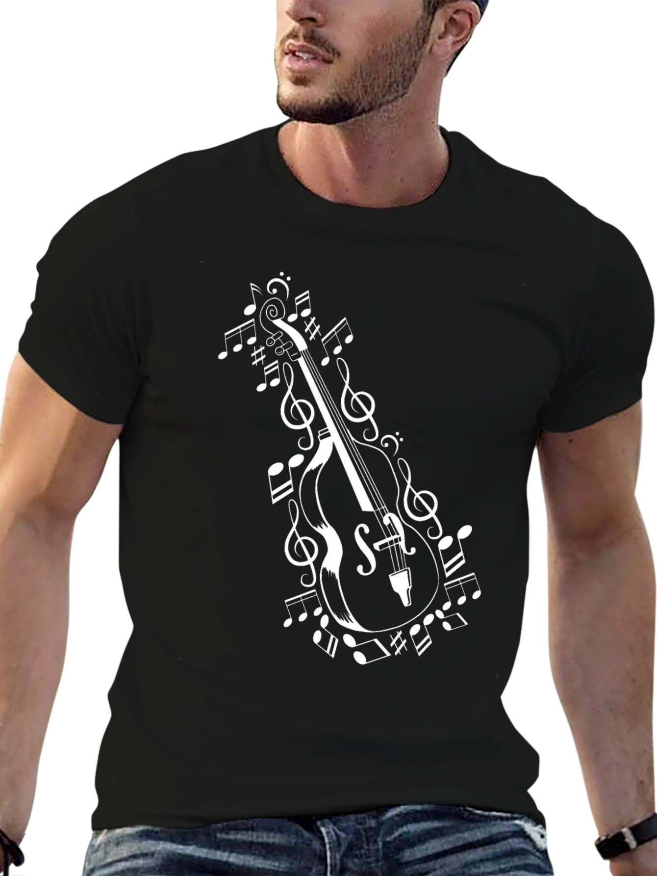 Bass & Notes Black T-Shirt Music Lover Tee