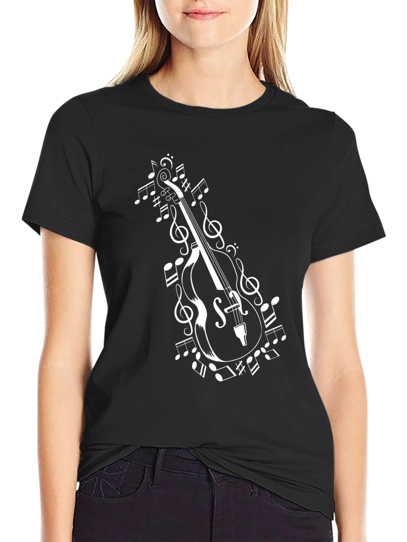 Bass & Notes Black T-Shirt Music Lover Tee