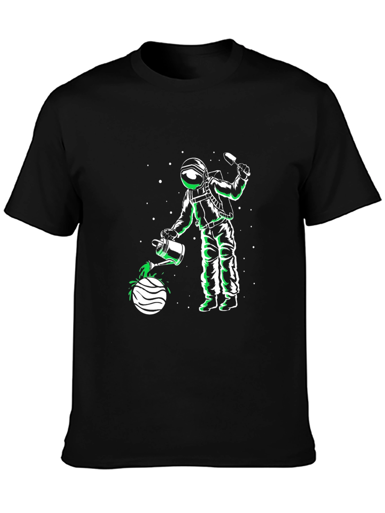 Astronaut Planet Gardener Black T-Shirt