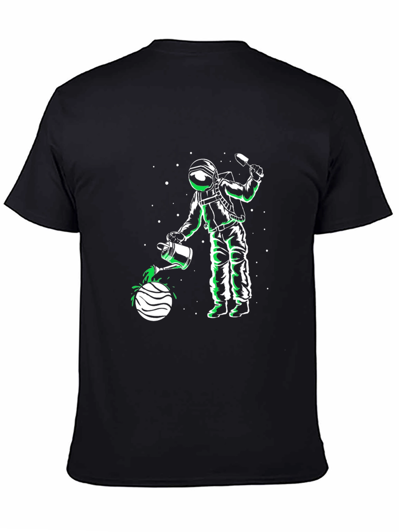 Astronaut Planet Gardener Black T-Shirt