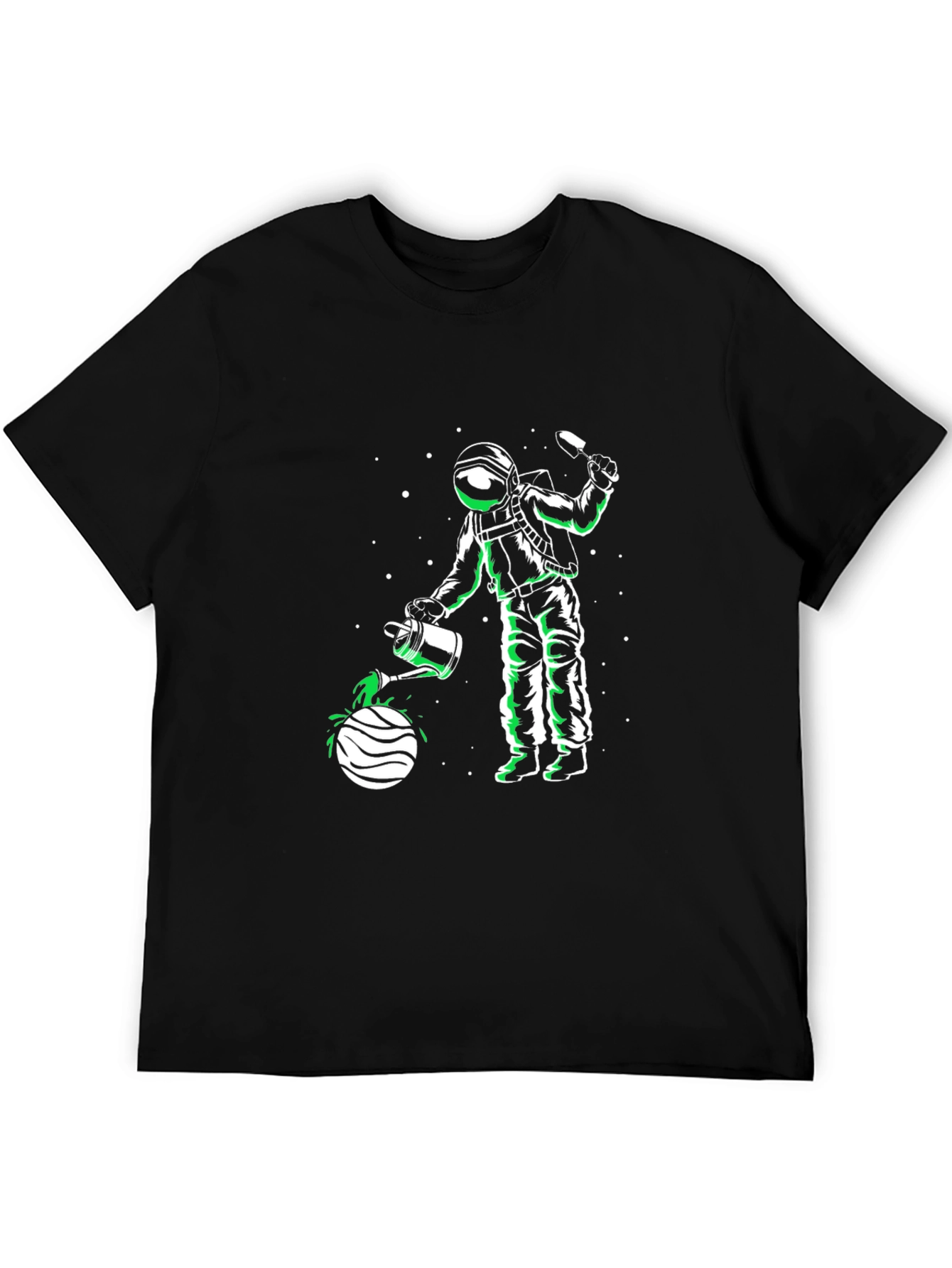 Astronaut Planet Gardener Black T-Shirt