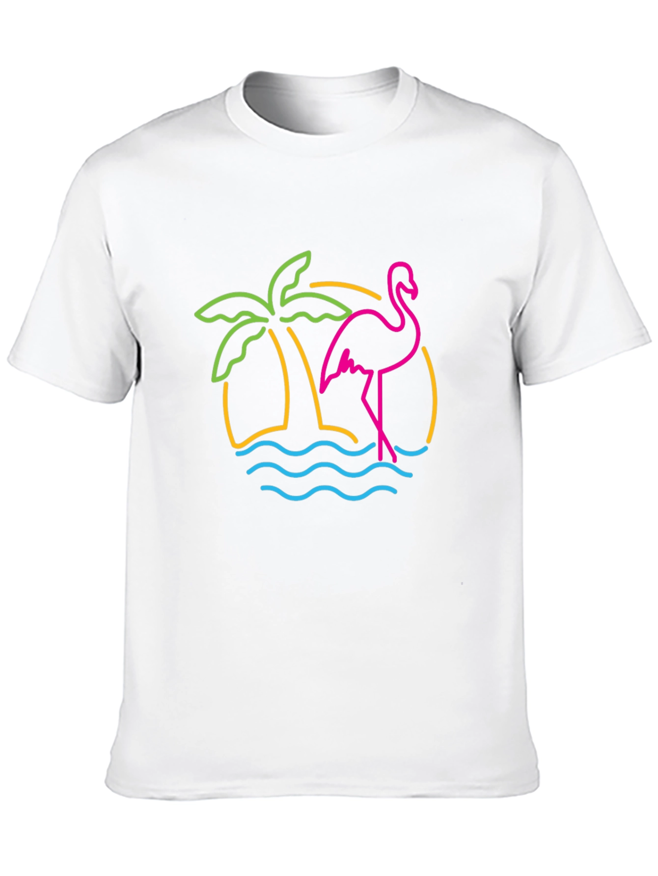 Tropical Flamingo Graphic Tee - Black