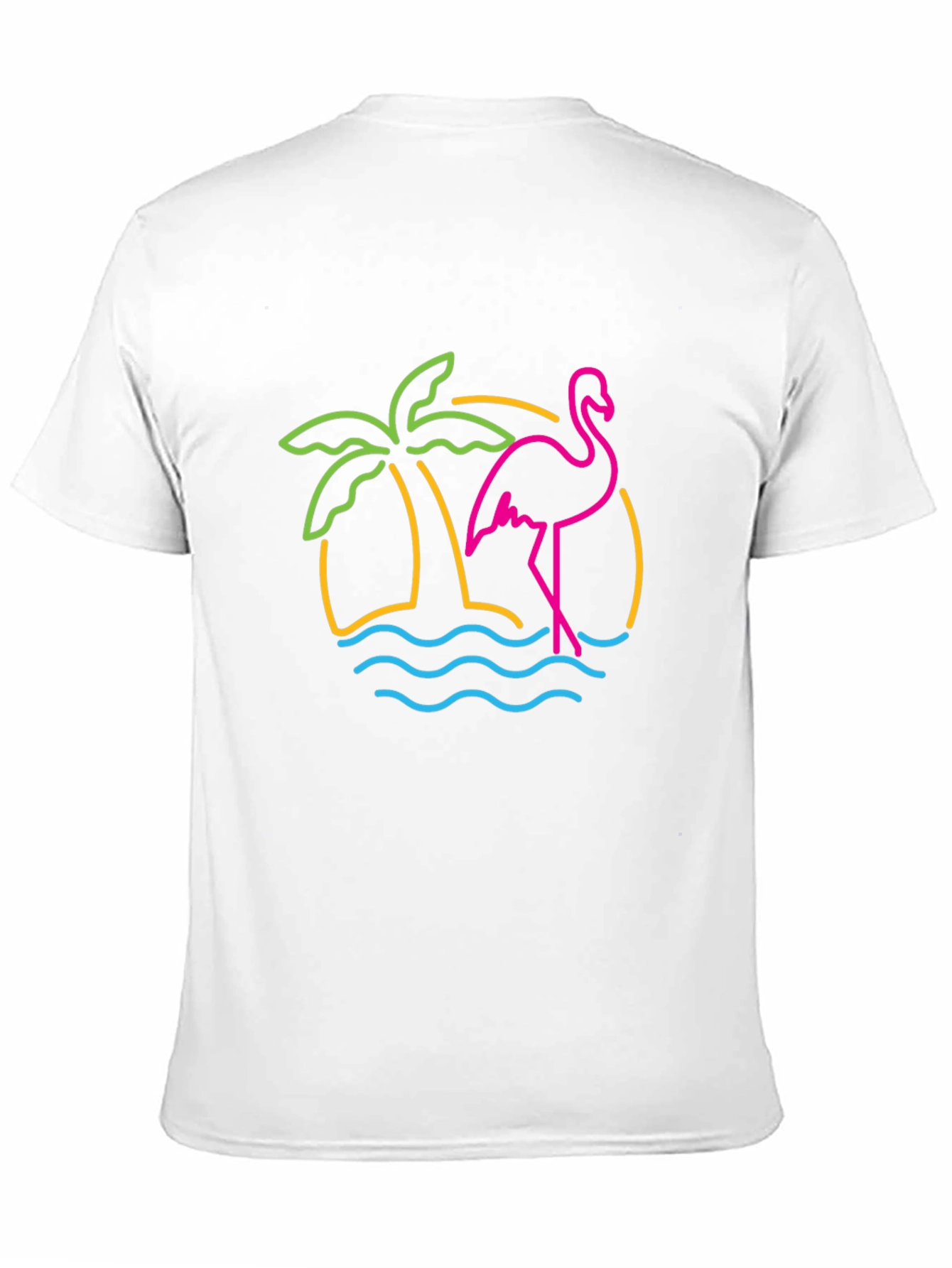Tropical Flamingo Graphic Tee - Black