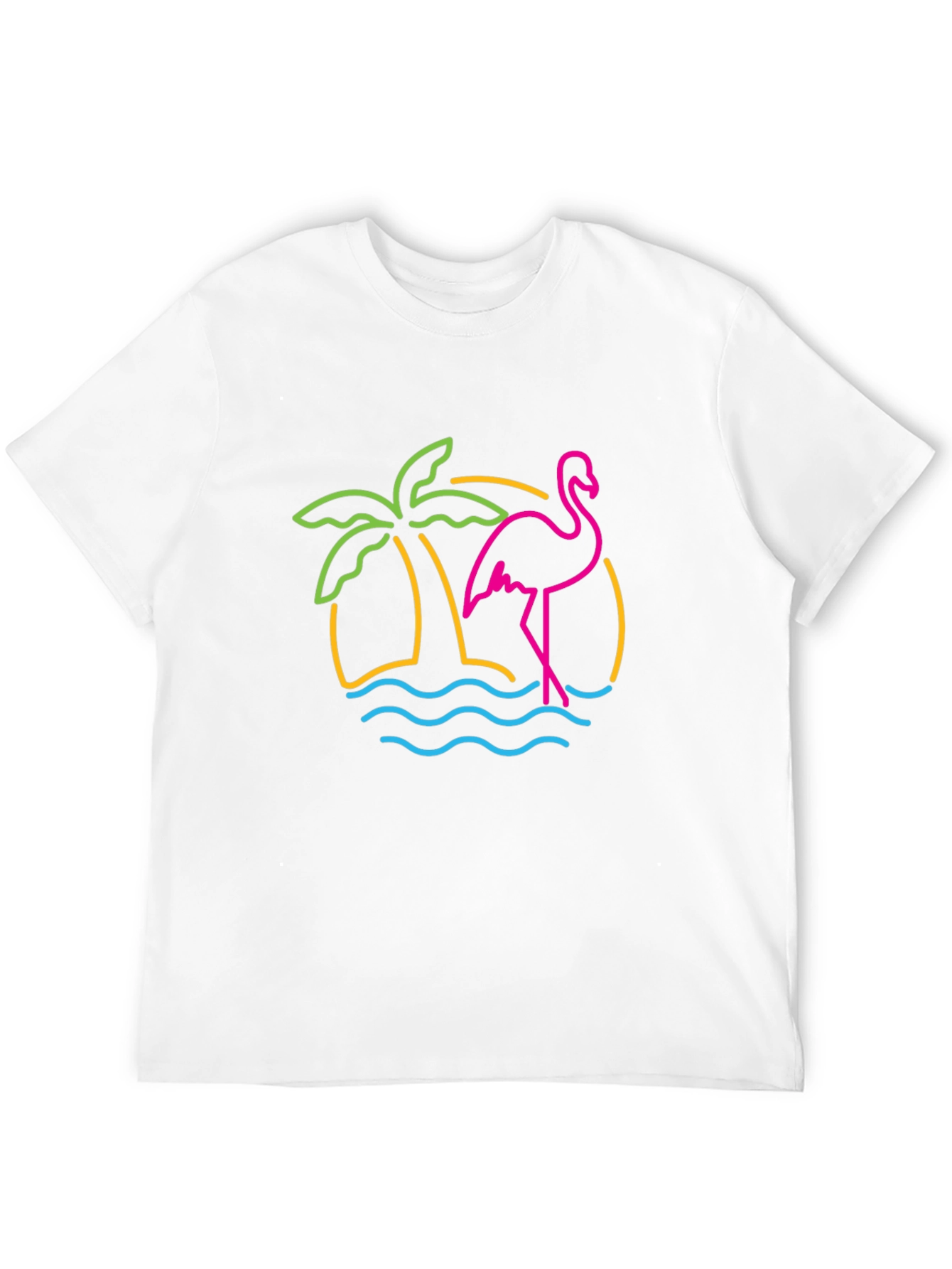 Tropical Flamingo Graphic Tee - Black