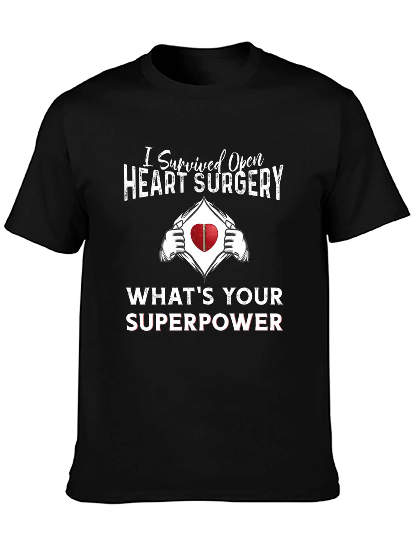 Heart Surgery Survivor T-Shirt Superpower Graphic Novelty Tee