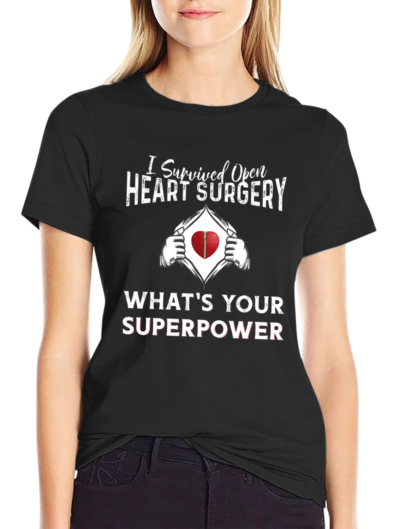 Heart Surgery Survivor T-Shirt Superpower Graphic Novelty Tee