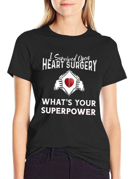 Heart Surgery Survivor T-Shirt Superpower Graphic Novelty Tee