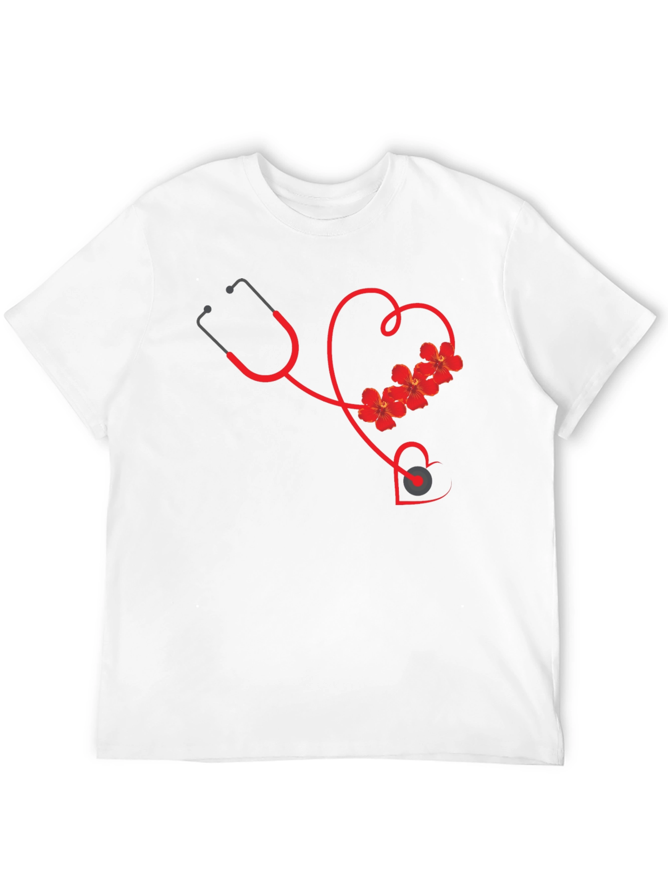 Floral Stethoscope Heart Graphic Tee