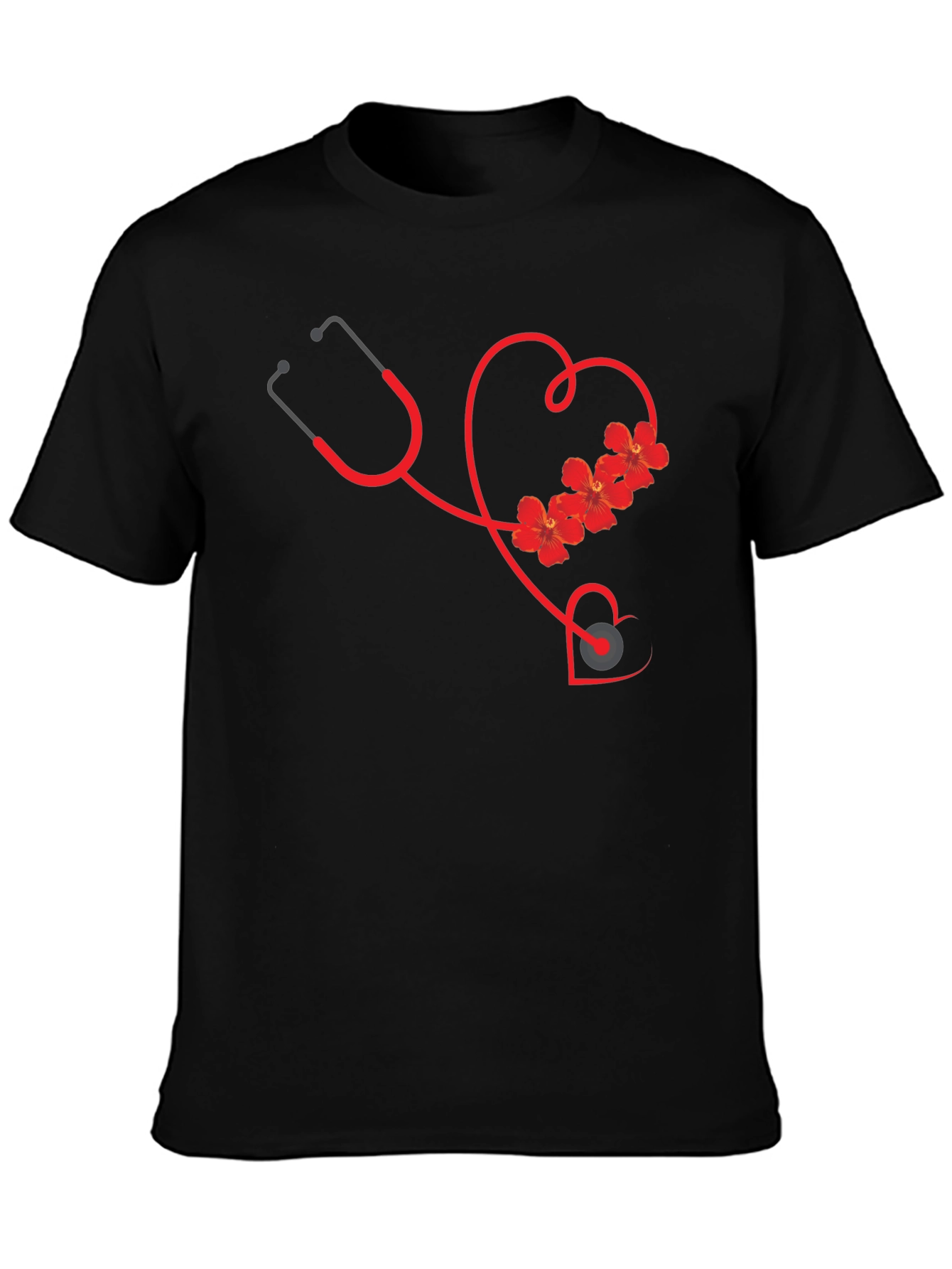 Floral Stethoscope Heart Graphic Tee
